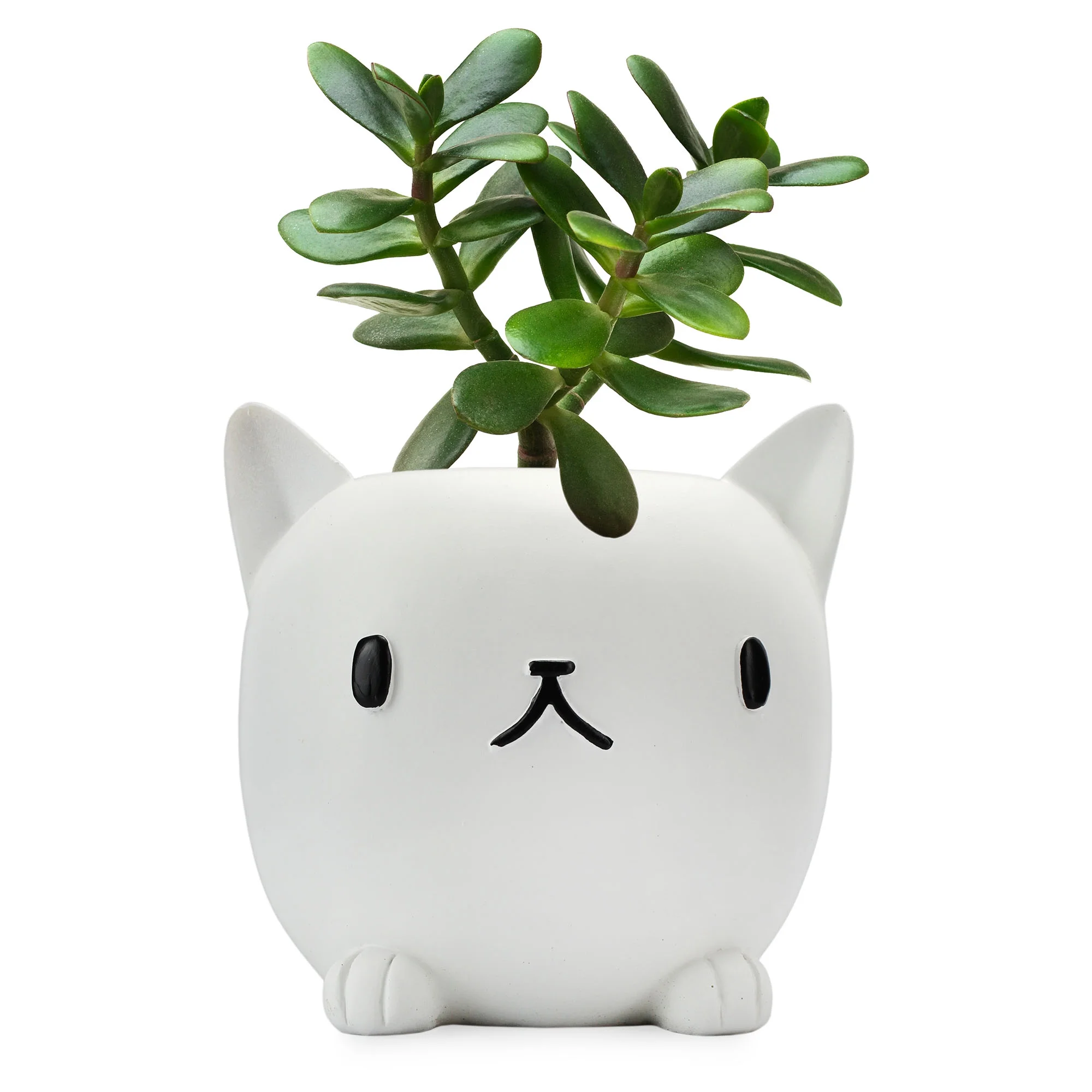 Esterno Cute Cat Mini Planter Pot, White Kitten-Shaped Resin Flower Pot / Pencil Holder