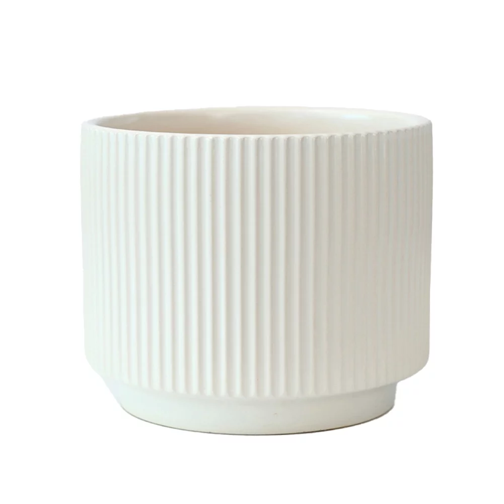 GOQODO Flowerpots, Ceramic Planters Modern Decorative Flower Pots with Drainage Hole and Connected Saucer