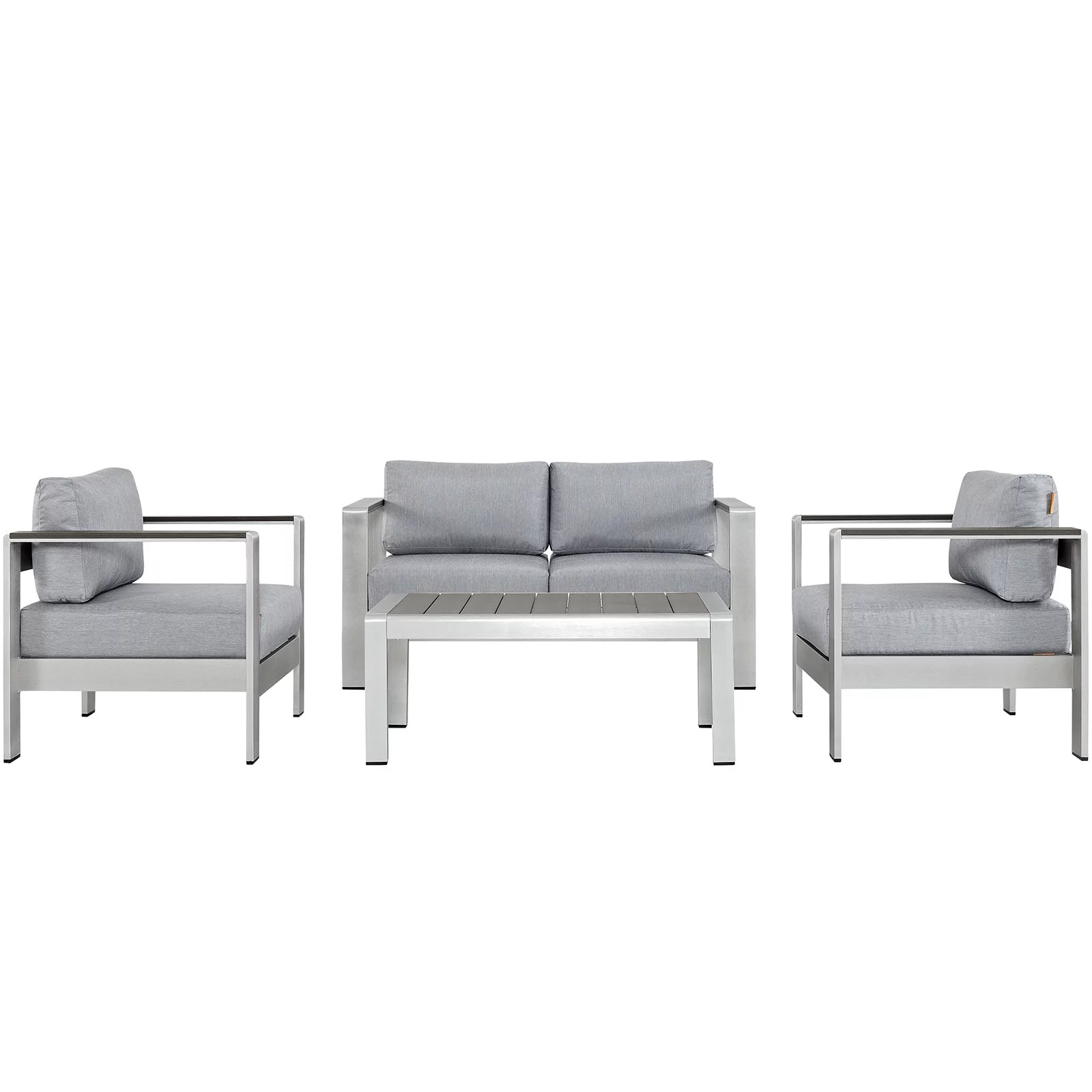 Modern Contemporary Urban Design Outdoor Patio Balcony Four PCS Sectional Sofa Set, Grey Gray, Aluminum