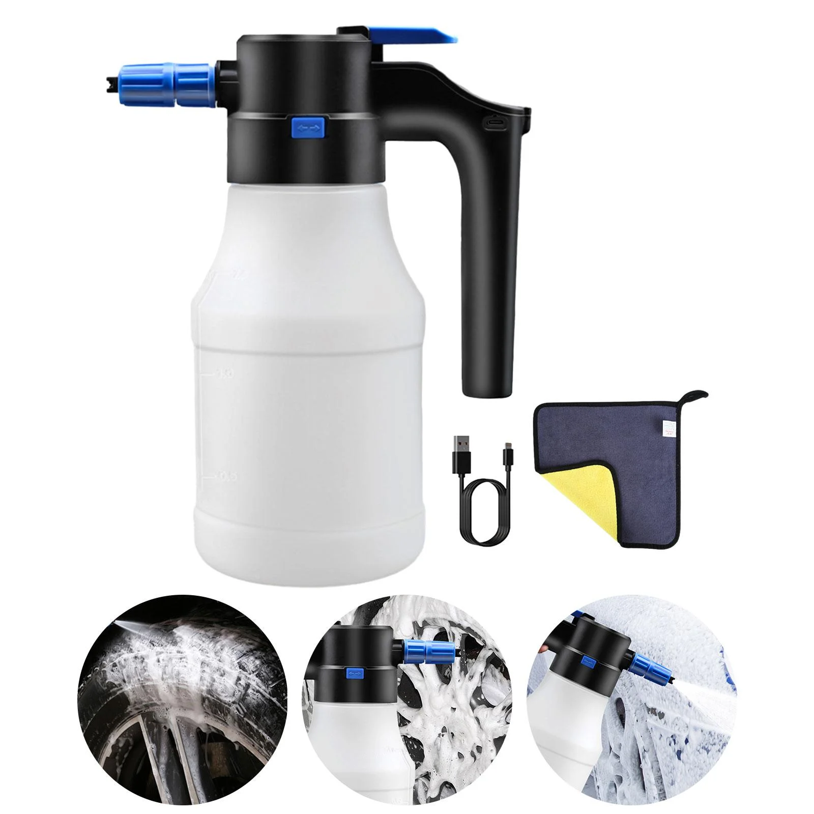 Colaxi Electric Foam Sprayer, Watering Can, Cleaning Cloth, Pump Sprayer, Water Sprayer, Plant Mister for Lawn, House Cleaning, Fertilization