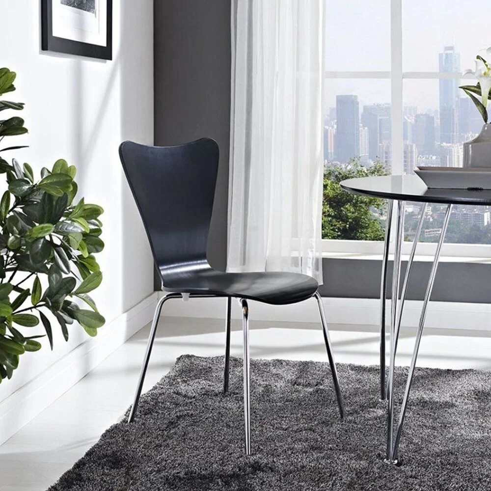 Wood Aluminum Dining Side Chair Black - 21x34