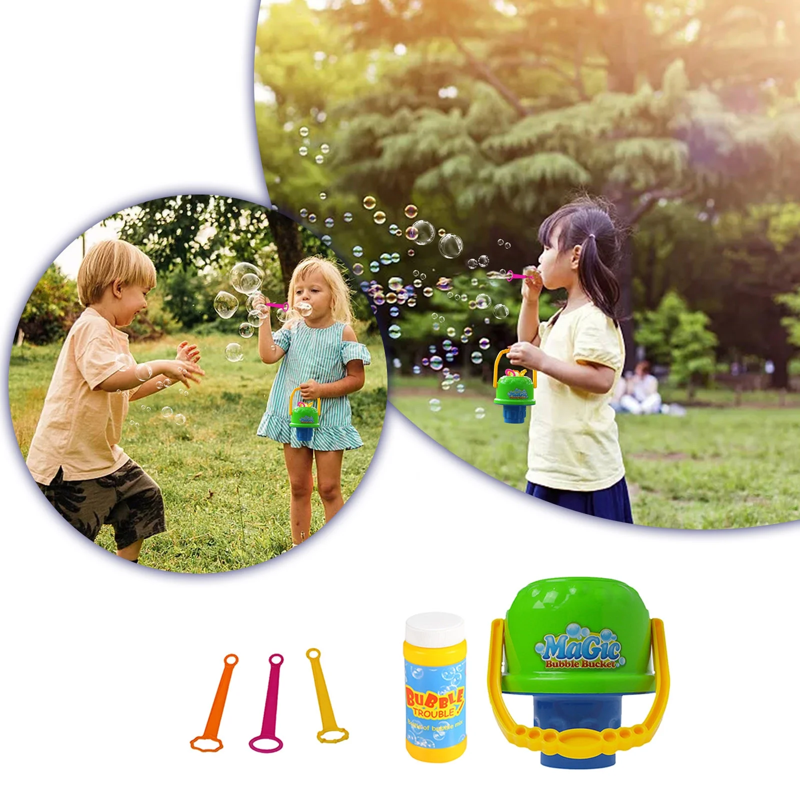 Litre of Bubble Mixture with Wand for Bubble Machines Children's Bubble Machine Toys Leak Proof Anti Spill Bucket Manual Type Bubble Blowing Stick Does Not Leak Bubble Machine 100ml