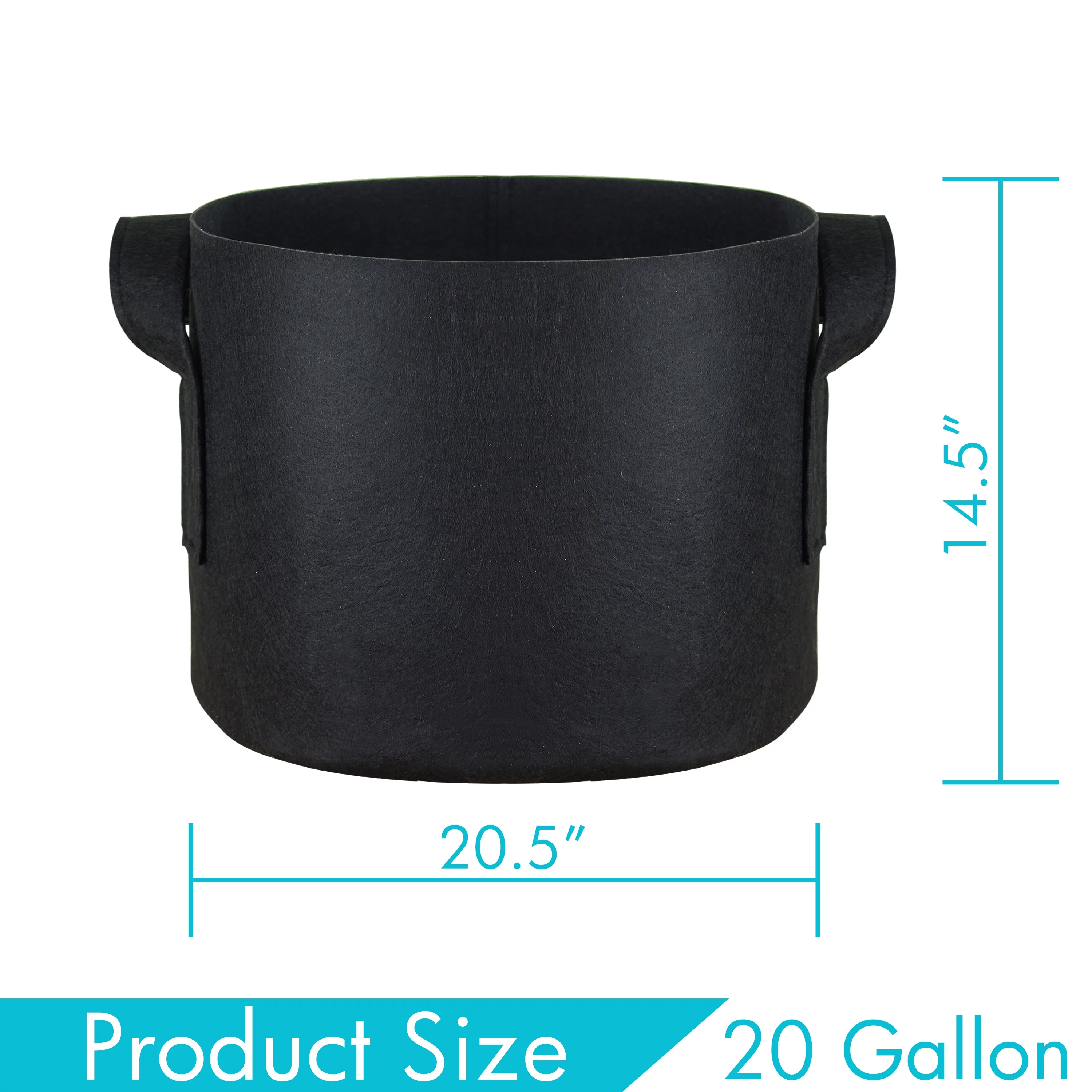 PHYEX 12-Pack 20 Gallon Black Grow Bags, Aeration Fabric Pots with Durable Handles, Come with 12 Pcs Plant Labels