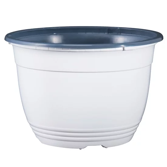 Poppelmann  6 in. Plastic Pot White & Gray - Pack of 6