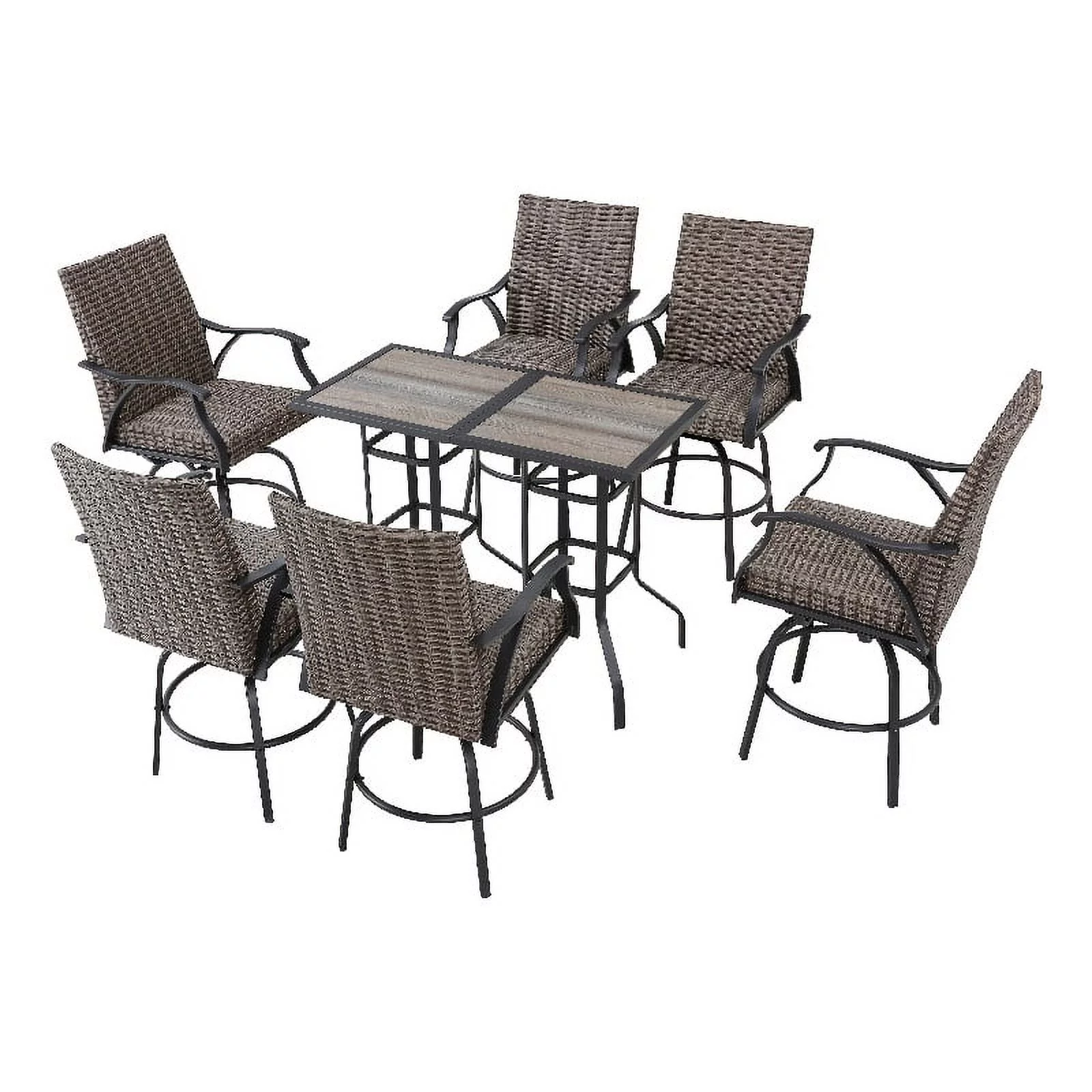 Patio Festival Metal 8-Piece Outdoor Dining Set in Brown & Black