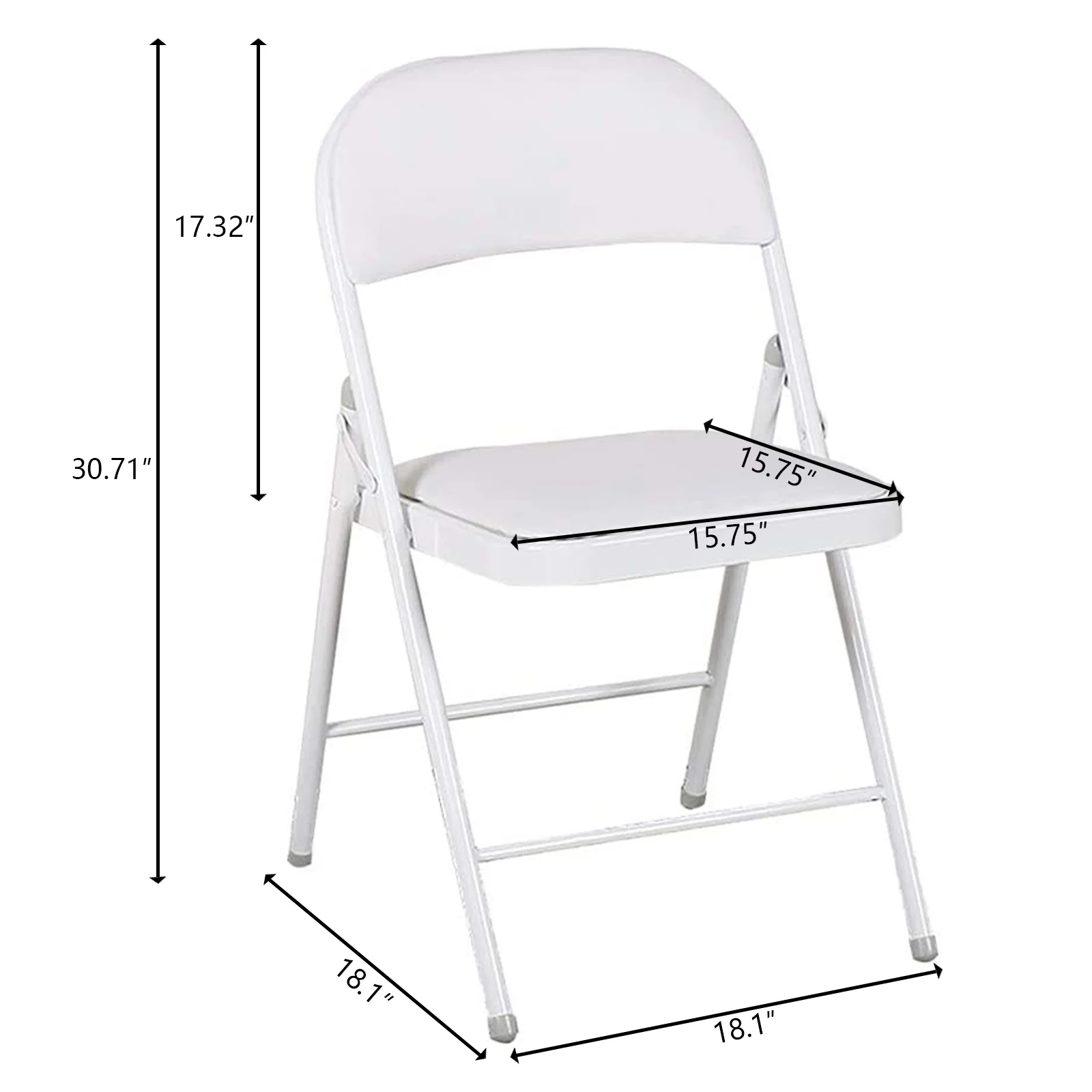 Vebreda Folding Chair (4 Pack) Vinyl Padded Seat Metal Frame Home Office, White