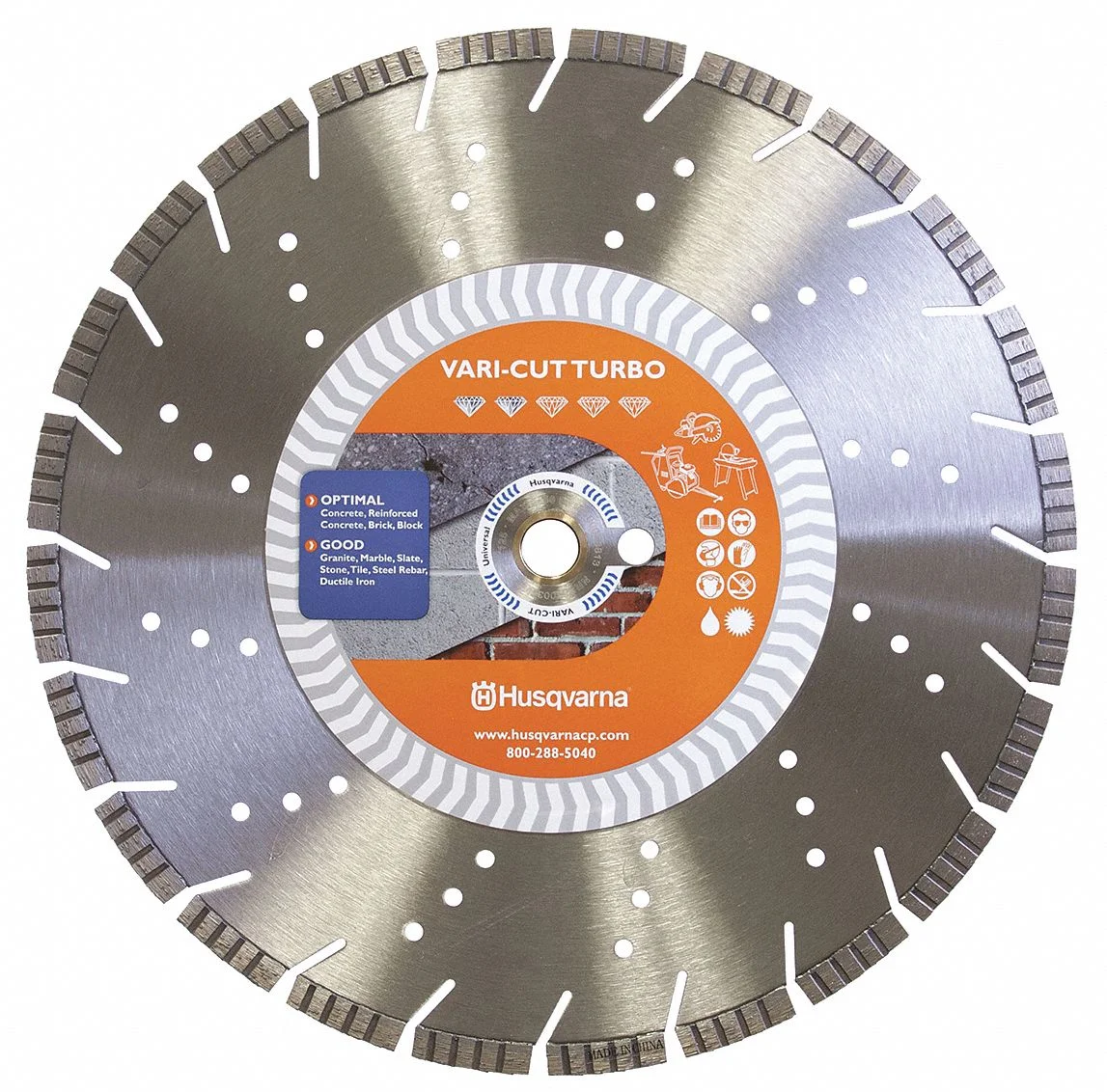 Husqvarna 14 in. Dia. x 1 in./20 mm Vari-Cut Turbo Diamond Segmented Rim Diamond Saw Blade 1 pk