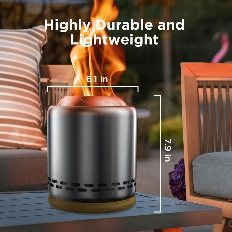 Tabletop Fire Pit with Stand, Low Smoke , 360° Airflow Mini Fire Pit