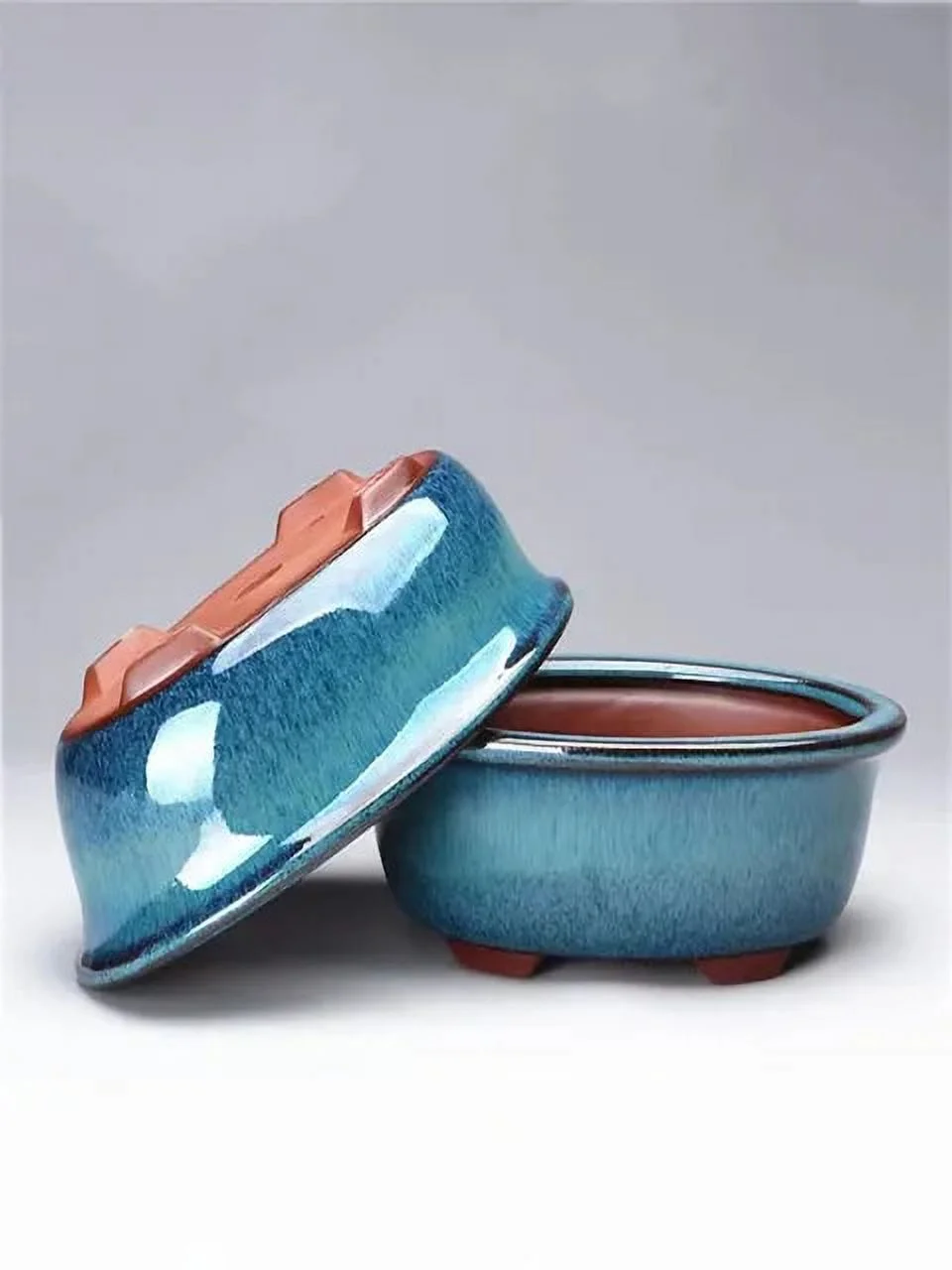 Ceramics Chinese Bonsai Flower Pot Glazed Plant Flowerpot  Garden Decor