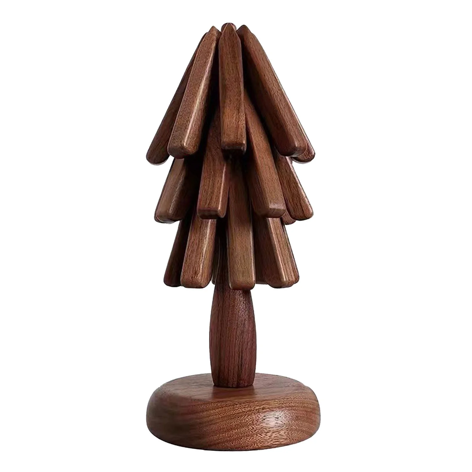QNFEPKG Wooden Trivets For Hot Dishes Tree Shape Trivet Set For Teapot Hot Pots (Black Walnut)