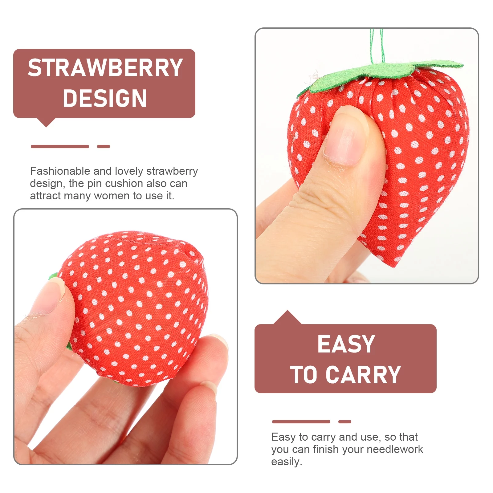 Hemoton 10pcs Strawberry Pin Cushion Needle Cushions Sewing Needle Holder Sewing Tool