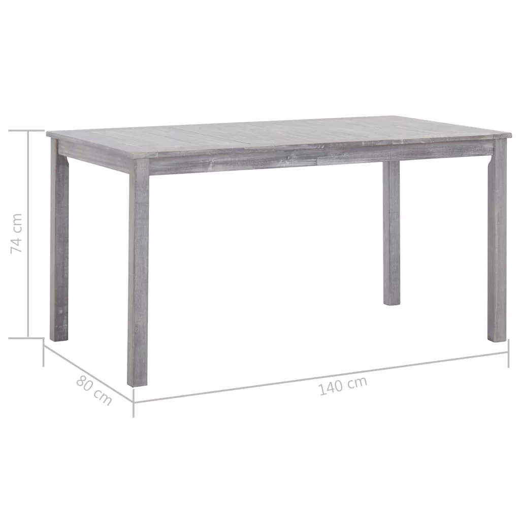 Walmeck 7 Piece Patio Dining Set Gray Wash Solid Acacia Wood