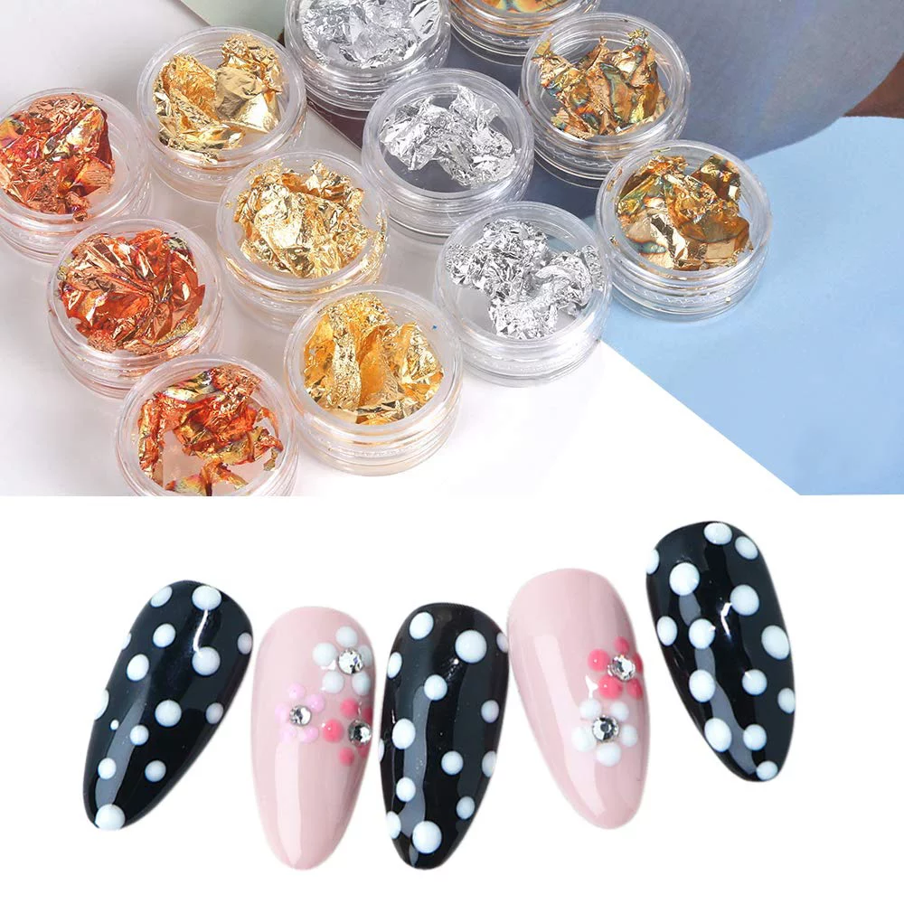 Nail Art Sets 33pcs Nail Supplies Tools Kits with Painting Brushes, Dotting Pen, Striping Line Tapes and foil Stickers