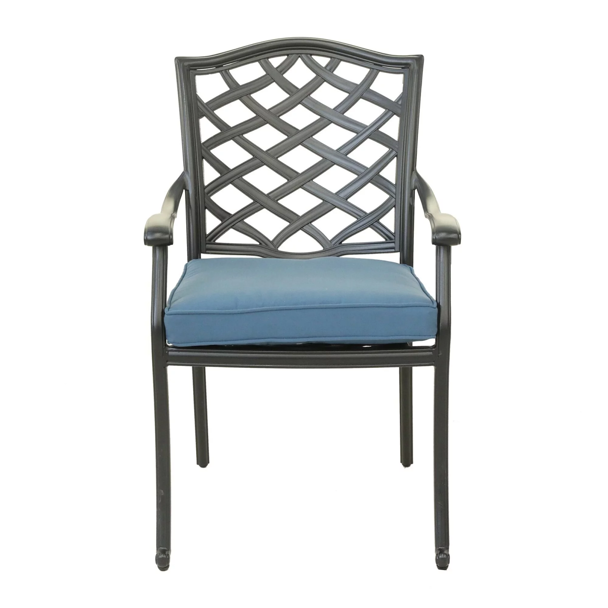 Halston Outdoor Dining Arm Chair, Sapphire Blue, Set of 2, Aluminum Frame