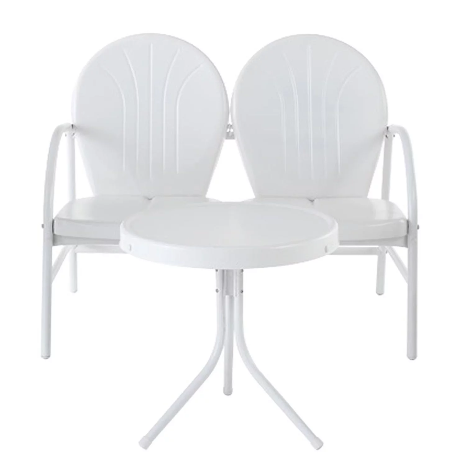 Maykoosh Urban Upmarket 2Pc Outdoor Metal Conversation Set White Gloss/White Satin - Loveseat & Side Table