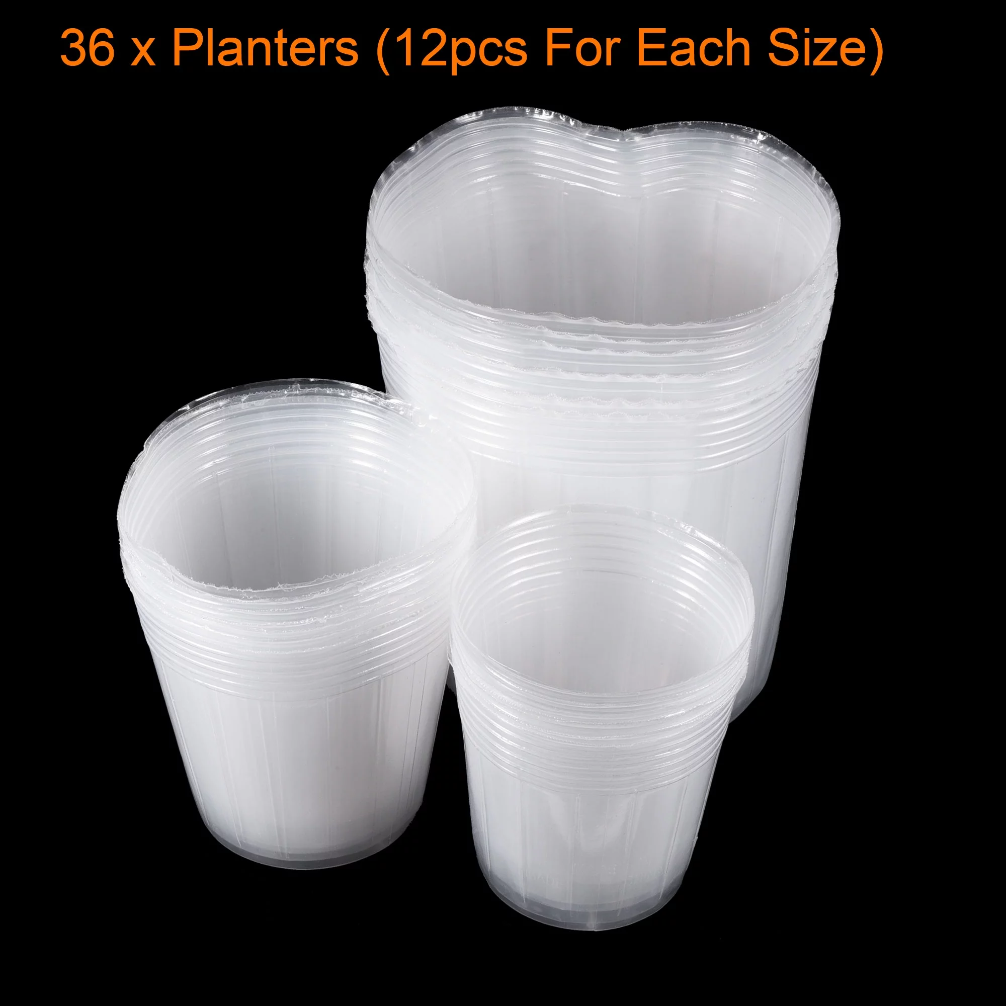 Uxcell 3'' 3.8'' 5'' Plastic Plant Nursery Pot Label Starting Container, Clear 36 Pack