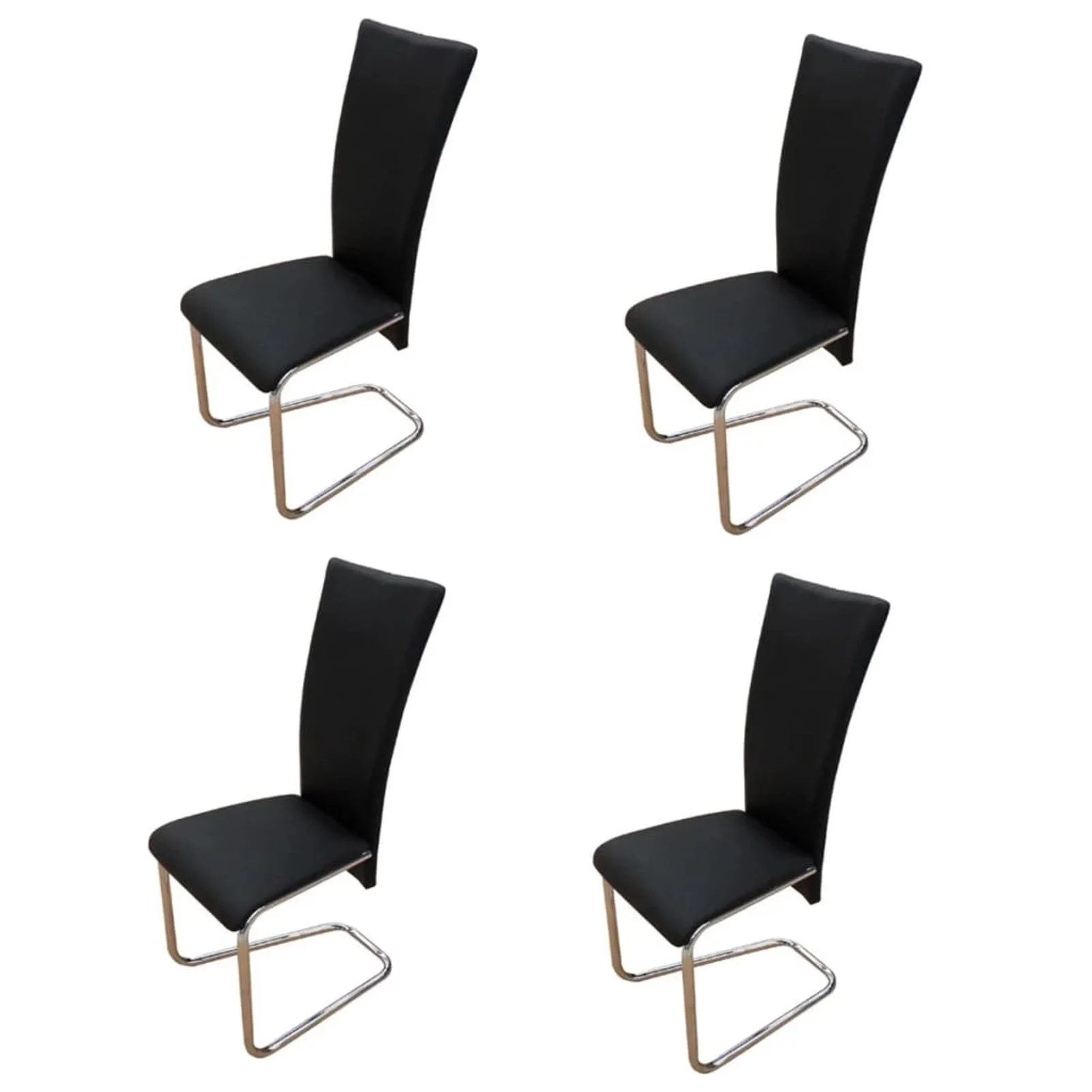 moobody 4 Piece Dining Chairs Faux Leather Upholstery Armless Side Chair with Iron Frame Legs for Kitchen, Dining Room, Living Room, Home Furniture Black 16.9 x 21.7 x 40.5 Inches (W x D x H)