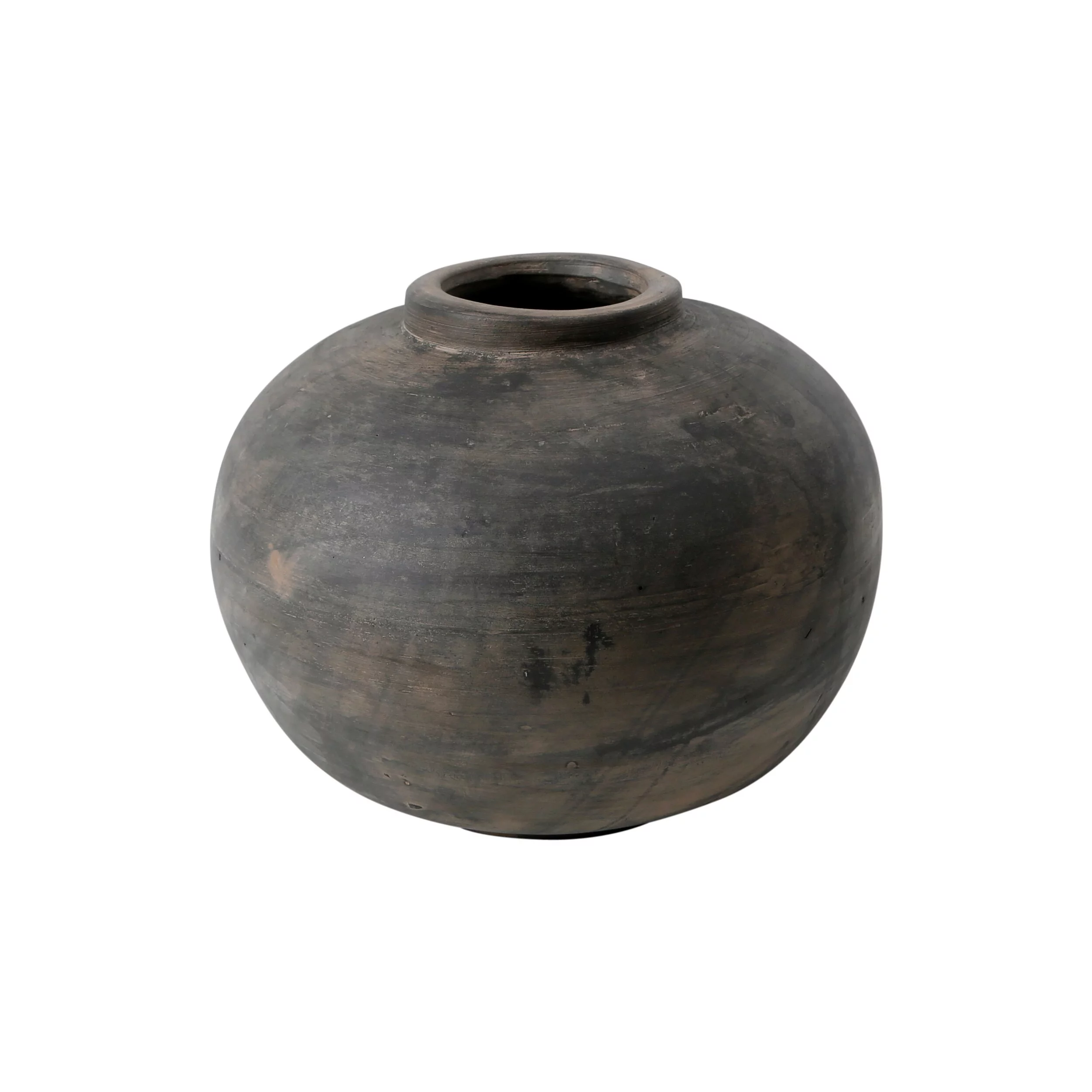 Artissance  Earthy Gray Round Pottery Pot, 13.4 Inch Long
