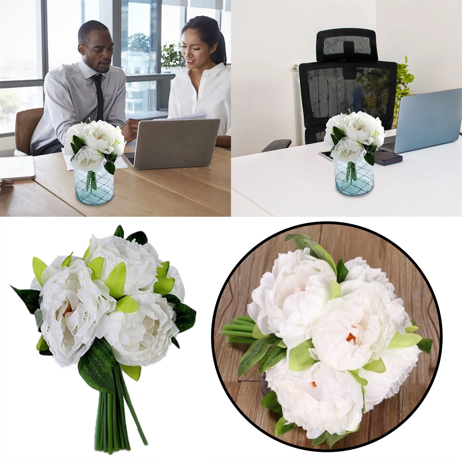 WYQLFSB Gift Flower Pots Flower 5 Head Bunching Peony Flower Holding Bride Flower Home Decoration White Party Decorations White One Size