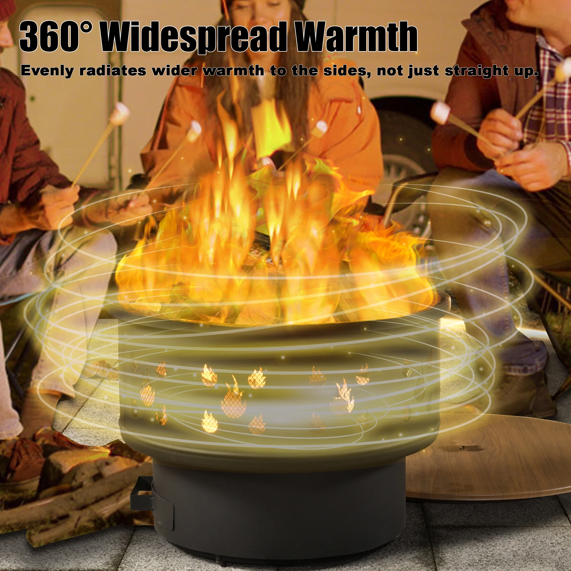 HOOOWOOO Outdoor Wood Burning Fire Pit Table Steel 2 in 1 with Lid Stove Bonfire Pit Stove for Patio Backyard