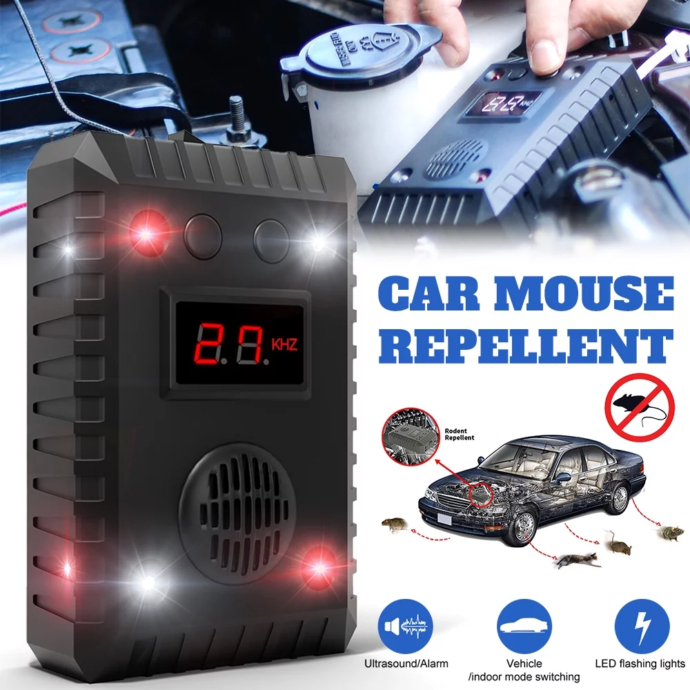 DFITO Car Vehicle Ultrasonic Mouse Repeller, Under Hood Animal Repeller, Mice Repellent(Batteries not included)