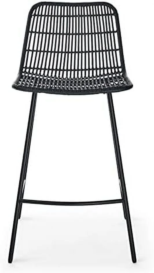 DIKTESSE Rattan Chair   Mid Century Modern Dining Stools  Rattan Wicker High Back Chair