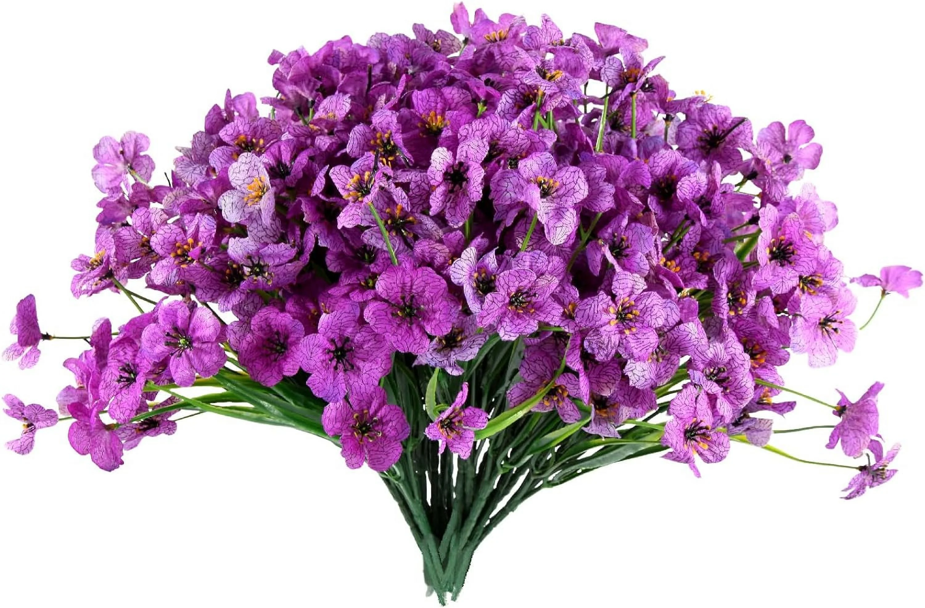 22 Bunches of Outdoor Artificial Flowers, UV Resistant Fake Flowers Artificial Silk Flowers with Plastic Plants for Indoor Outdoor Front Porch Hanging Planter Decoration (22, Purple)