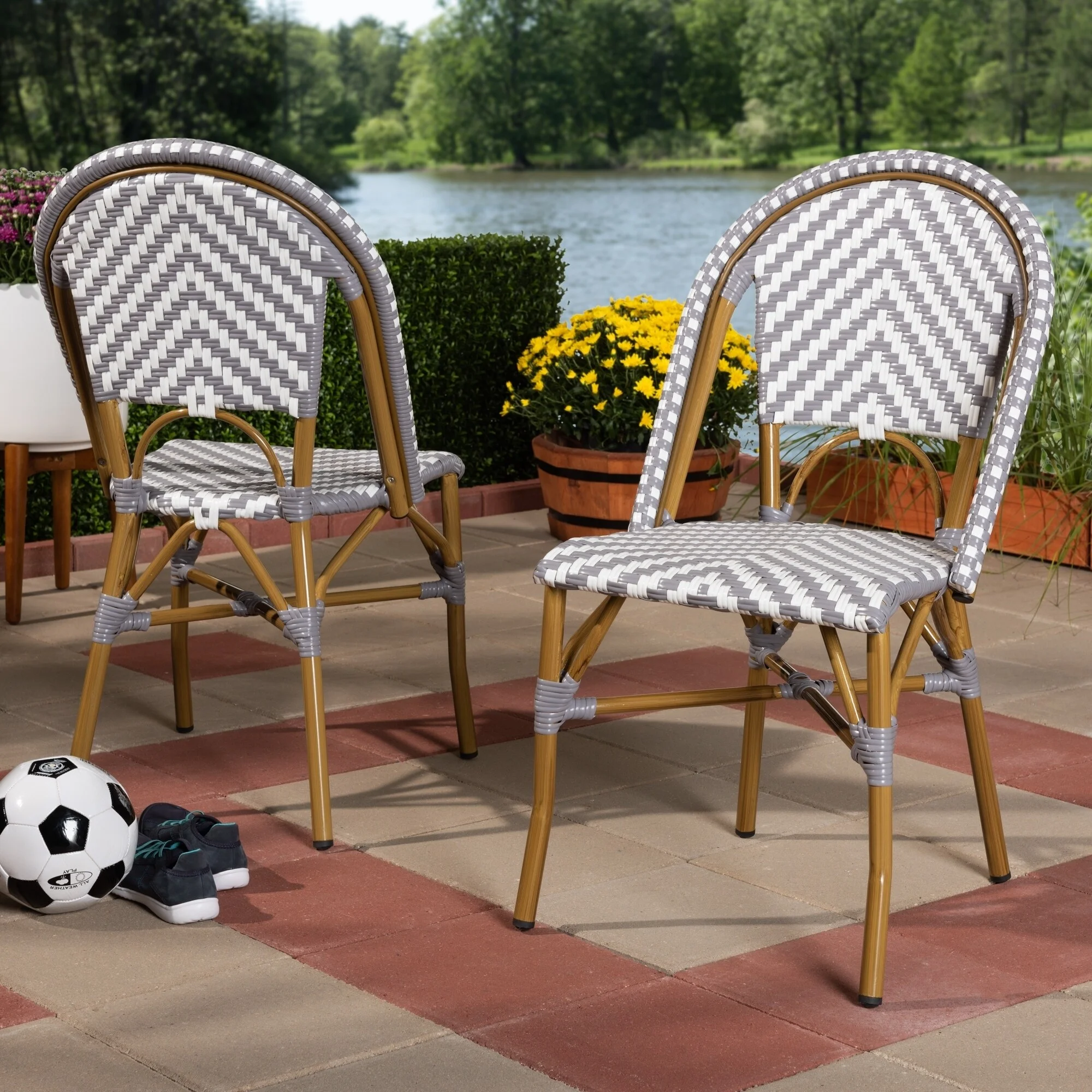 Baxton Studio Indoor and Outdoor Stackable Dining Chair 2-Piece Set by  Blue