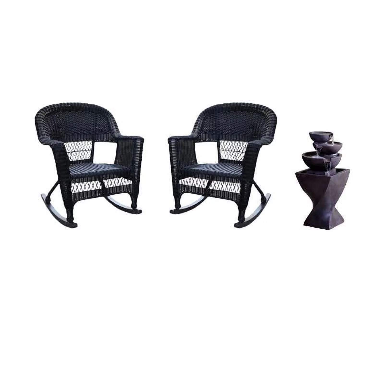 3 Piece Patio Furniture Set with (Set of 2) Patio Rocker and Water Fountain