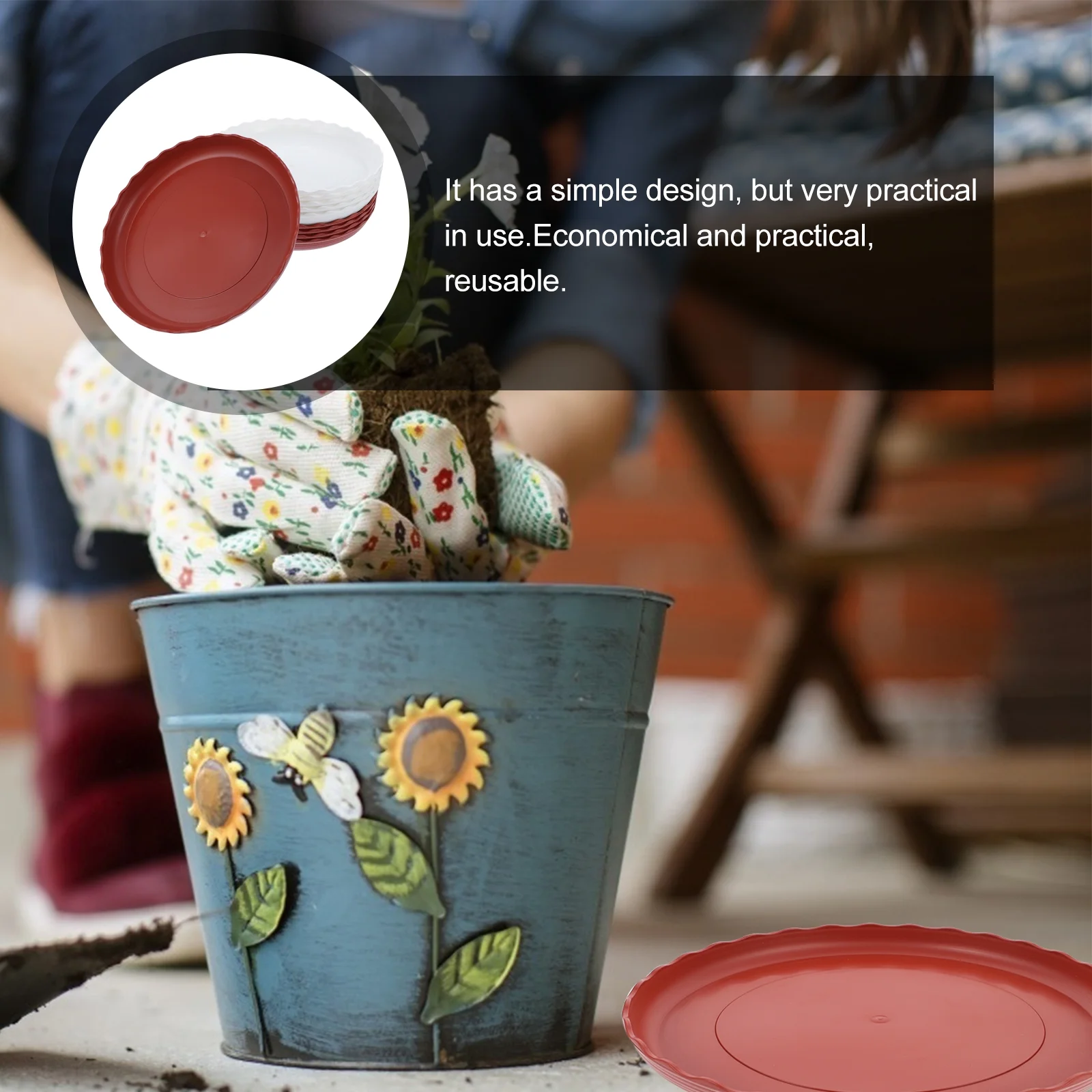 Red 10 Pcs Plastic Potting Trays Plant Flower Bonsai Flowerpot for Plants Lace Water