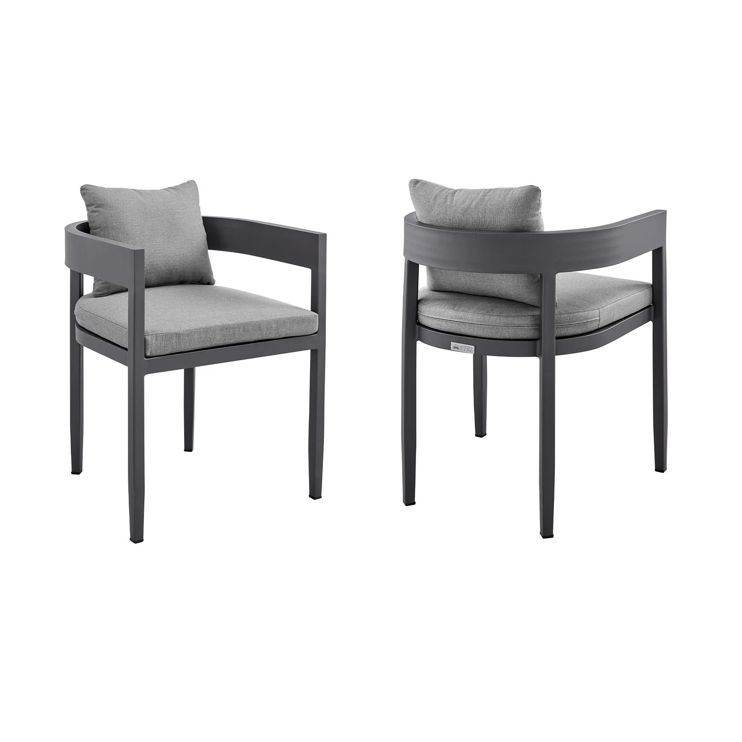 HomeStock Tuscan TreatsOutdoor Patio Dining Chairs In Aluminum With Grey Cushions - Set Of 2