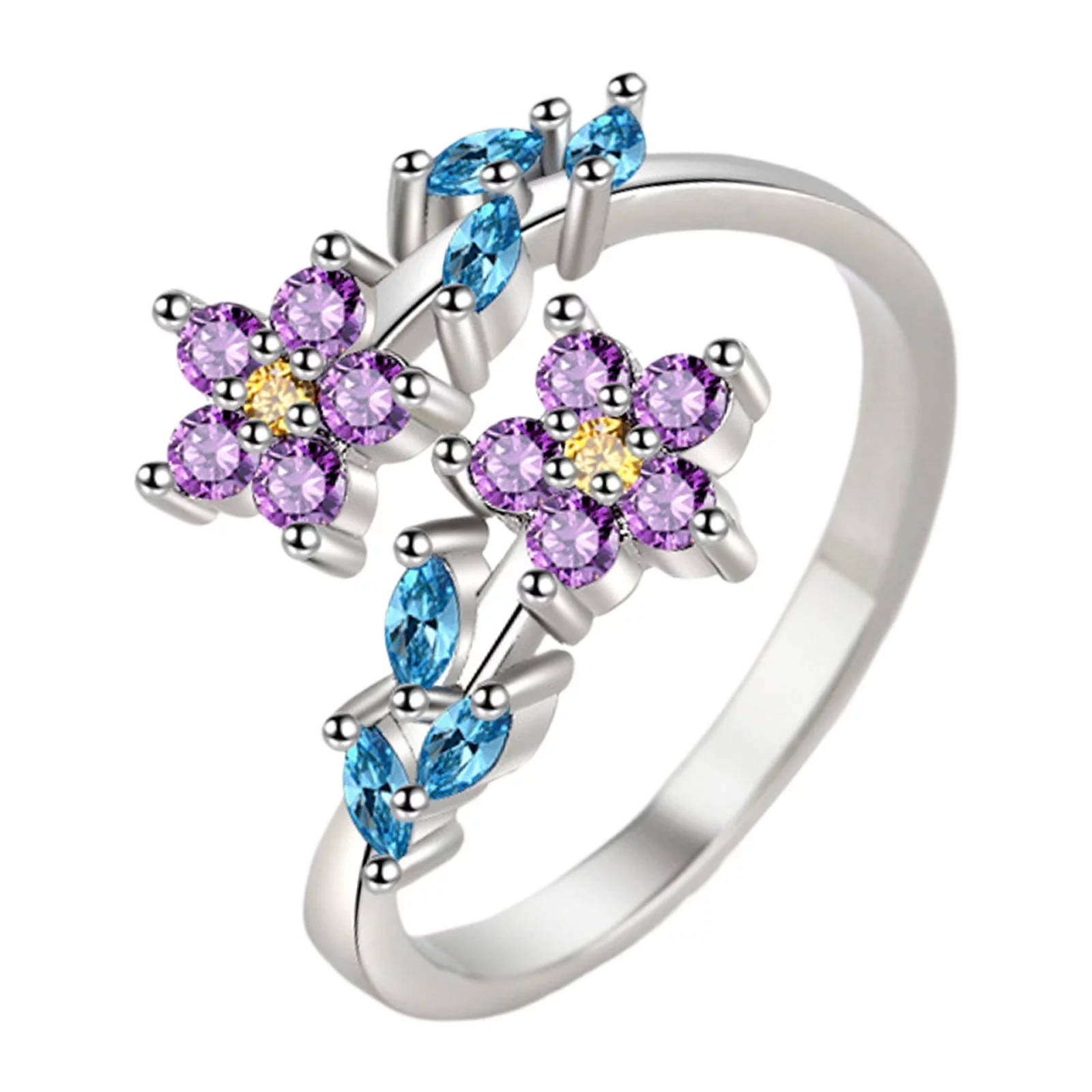 XZZjjl Thumb Rings For Women Sterling Silver Ring Silver Leaf Shaped Rhinestone Card Ring Adjustable Silver Lines Winding Ring Minimalist Ring Gift For Her