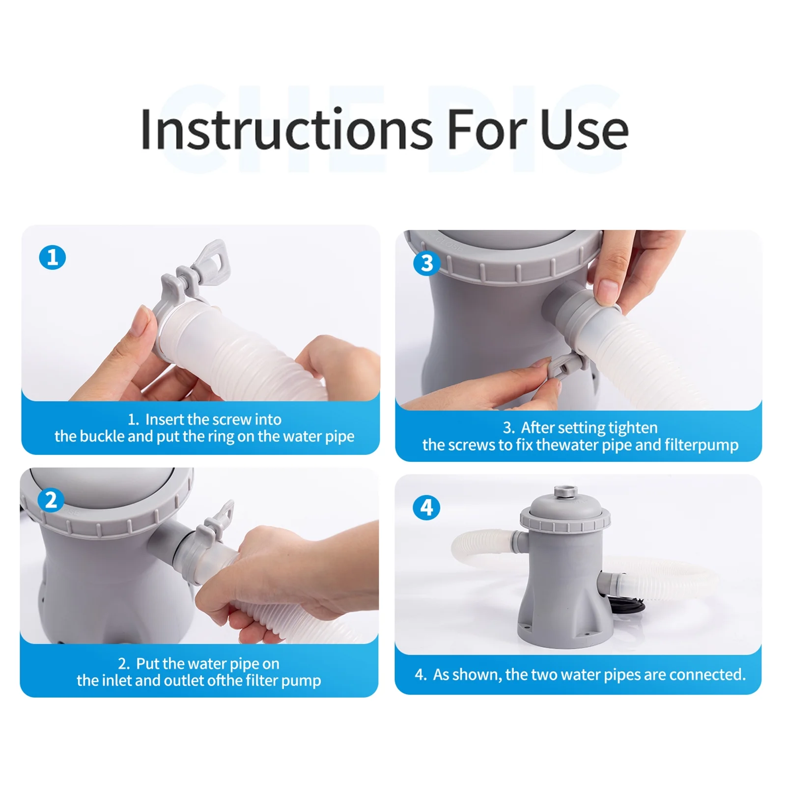 Anself Pool Filter Pump 330 GPH Paddling Pool Electric Pump With 2 Pool Filter Cartridge Pool Pumps Above Ground Small Pool Filter Pump