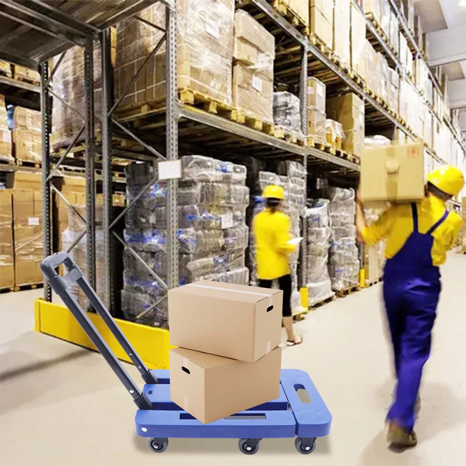 SHZICMY 220Lb Cart Folding Truck Hand Collapsible Push Pull Trolley Luggage Blue