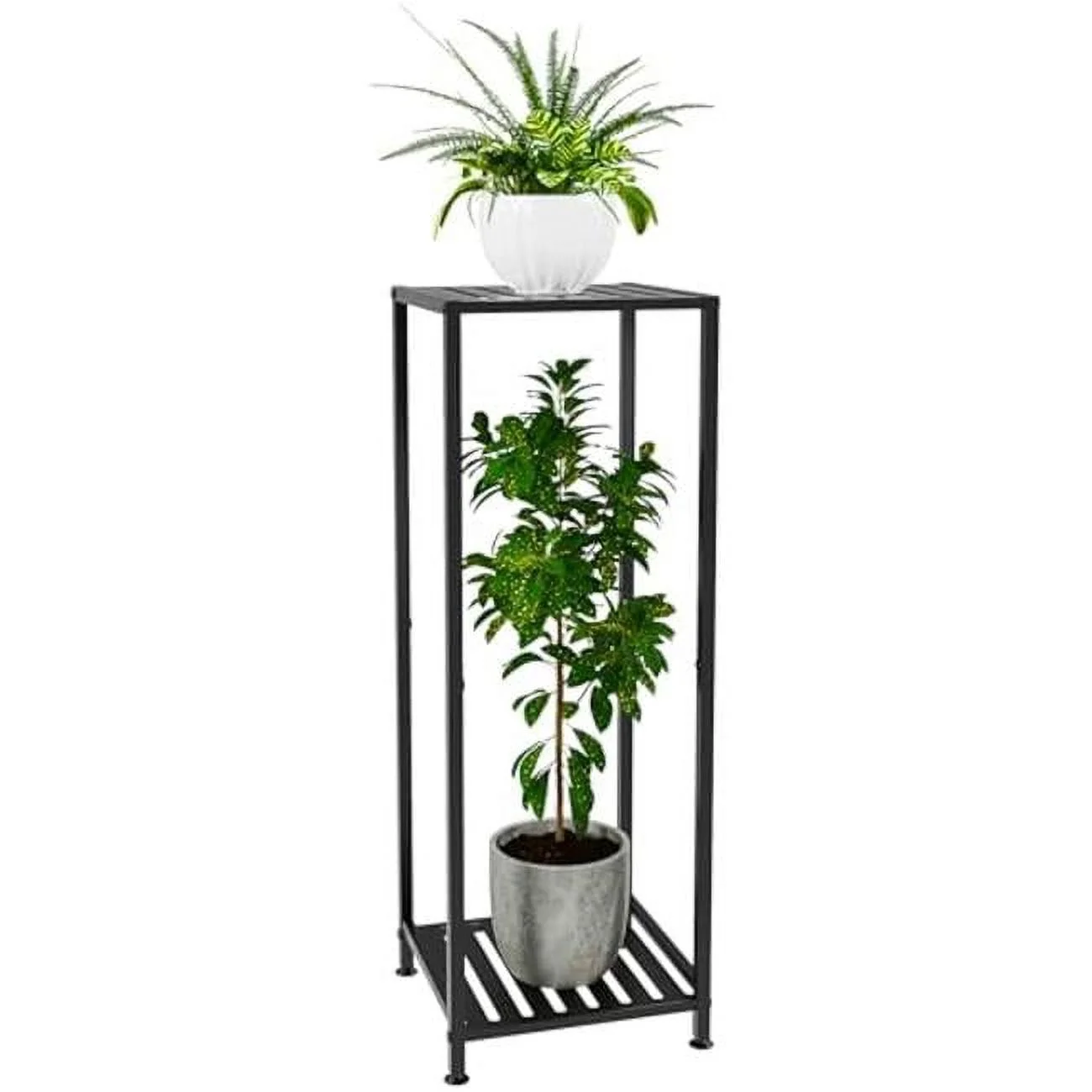 Nuegear TM57709 2 Tier 32 in. Metal Corner Plant Stands for Outdoor Multiple Plants, Black