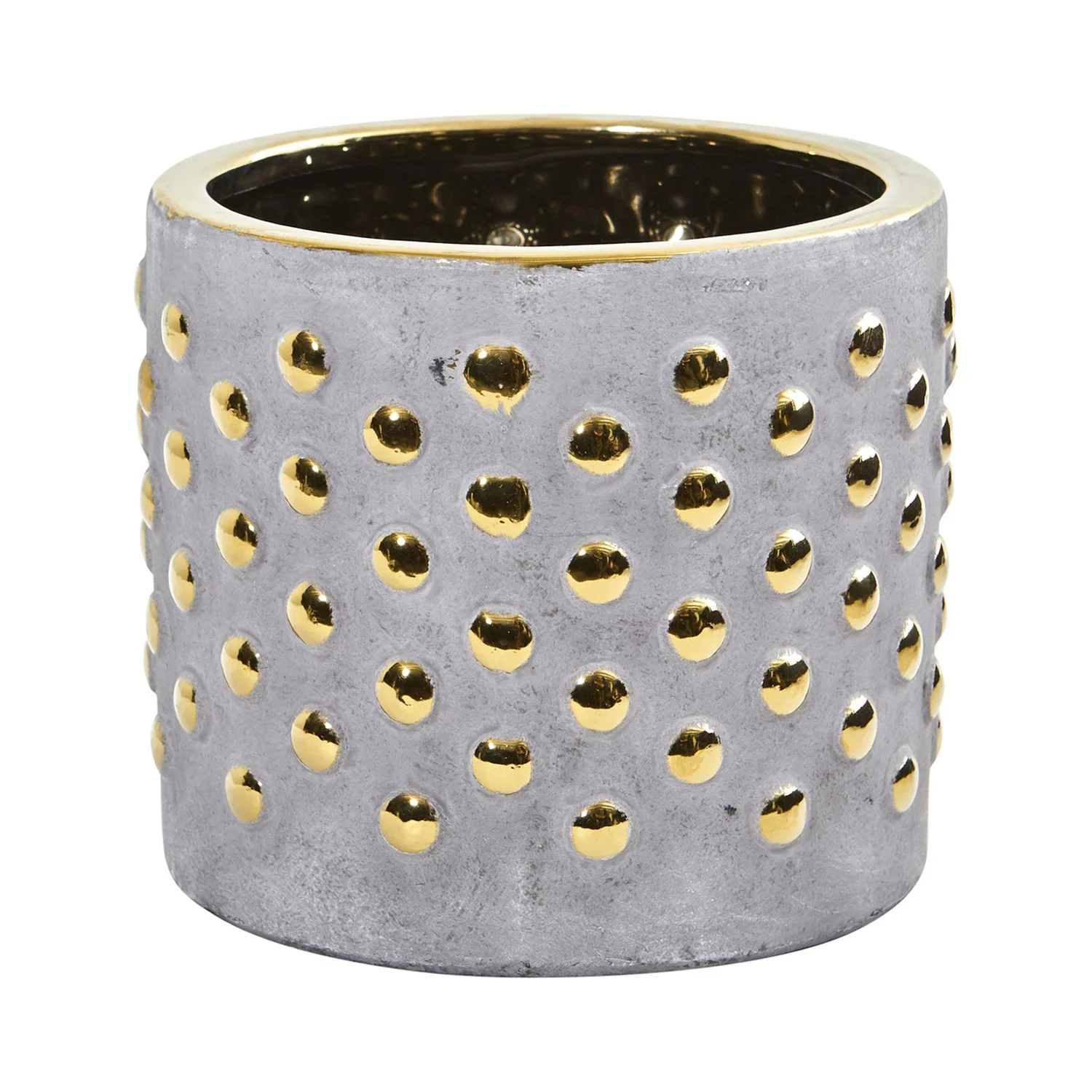 HomeStock 7In. Southwestern Style Hobnail Planter With Gold Accents