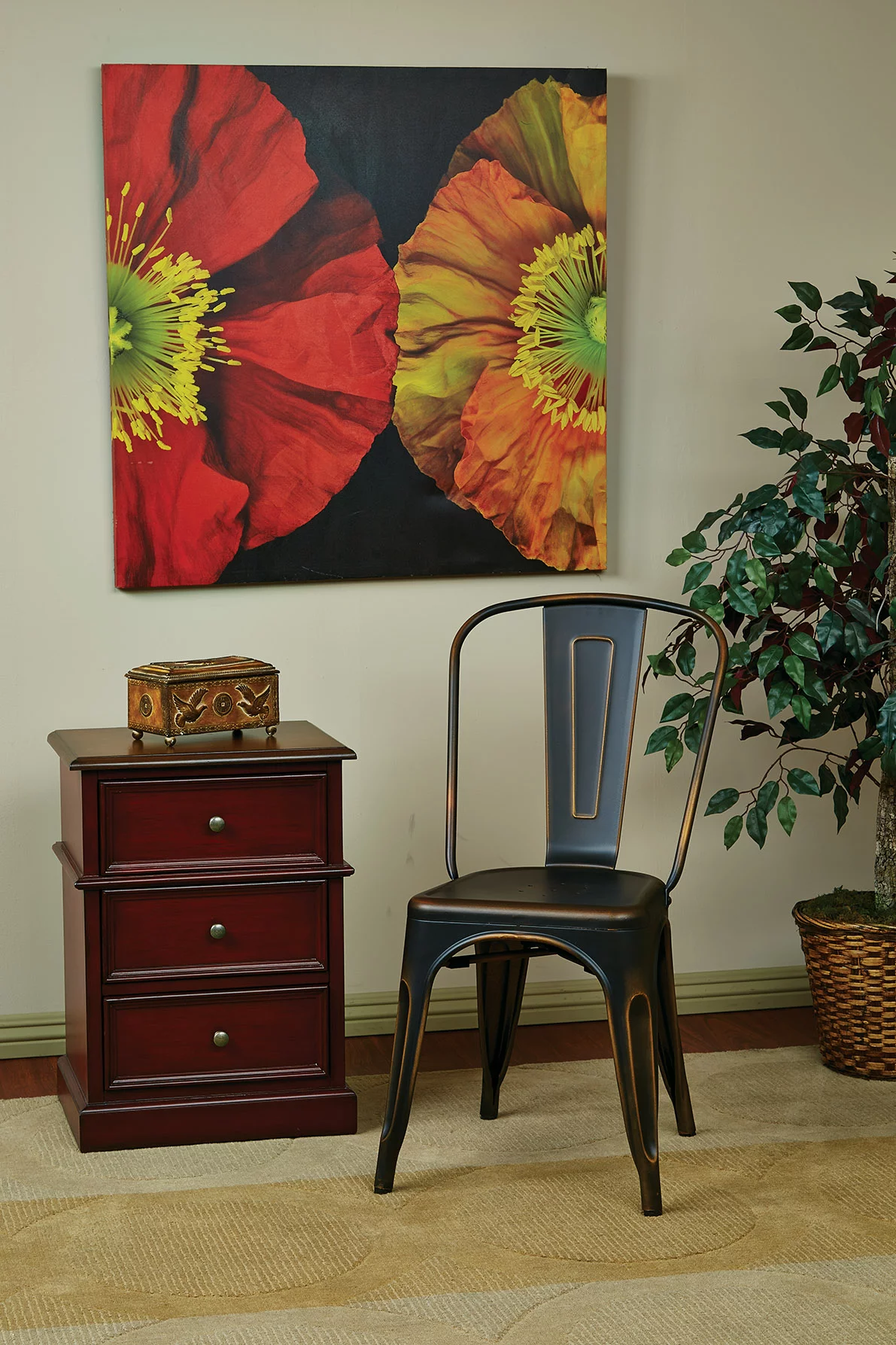 OSP Home Furnishings Bristow Armless Chair, Matte Galvanized Finish, 4 Pack