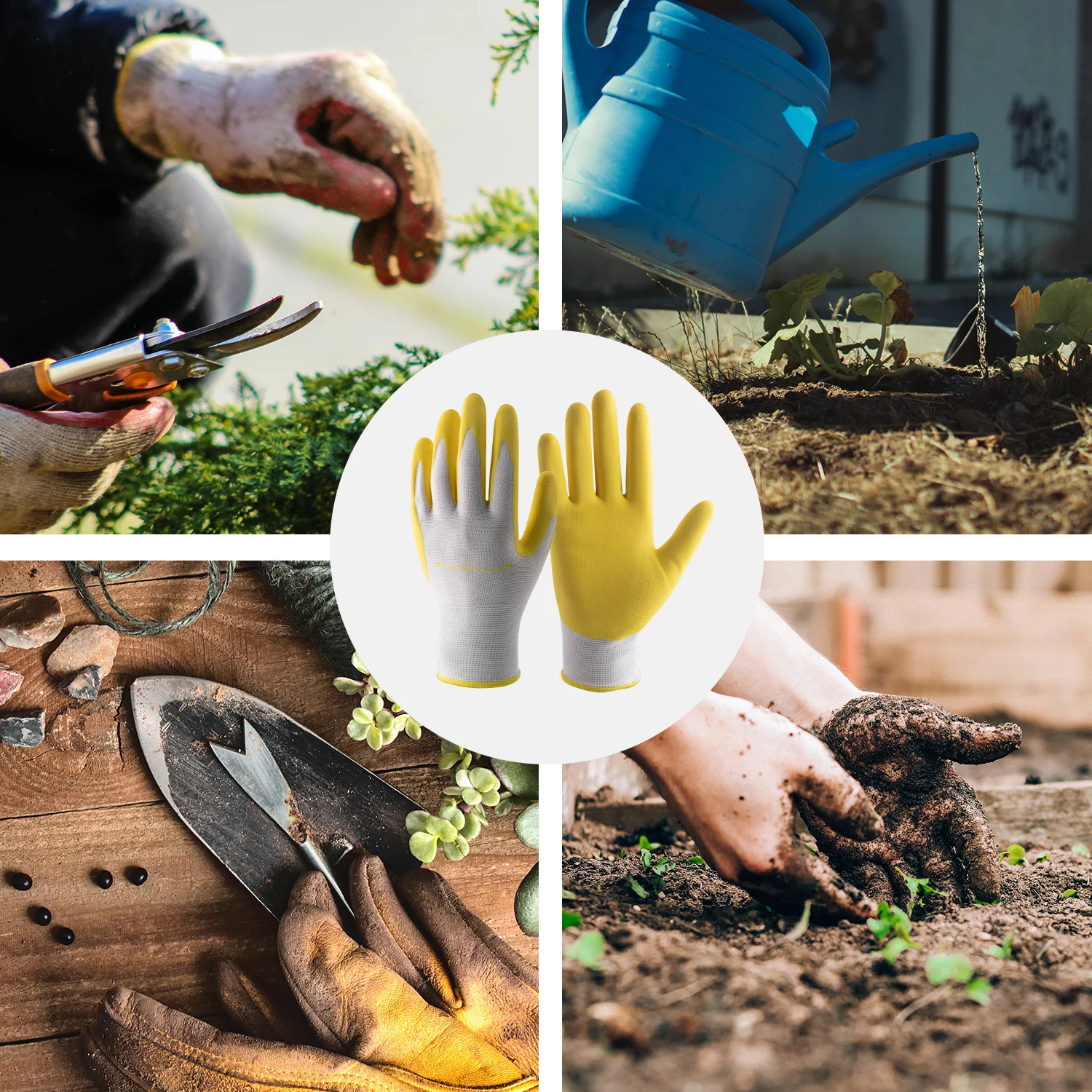 HANDLANDY 3 Pairs Women Breathable Nitrile Coated Garden Gloves Yard Work Gloves Latex Free, Medium