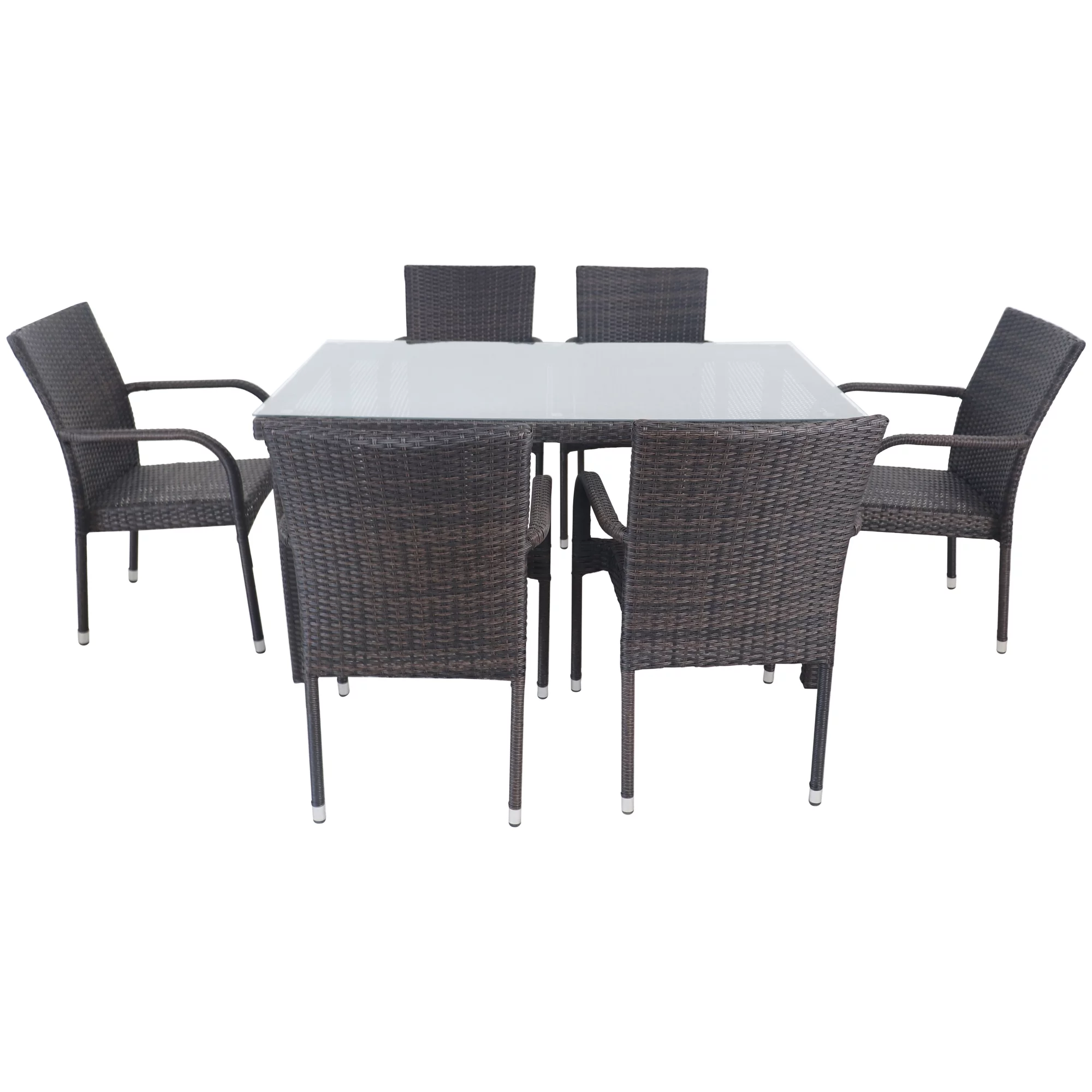 7-Piece Nassau Brown Woven Resin Wicker Outdoor Patio Dining Set