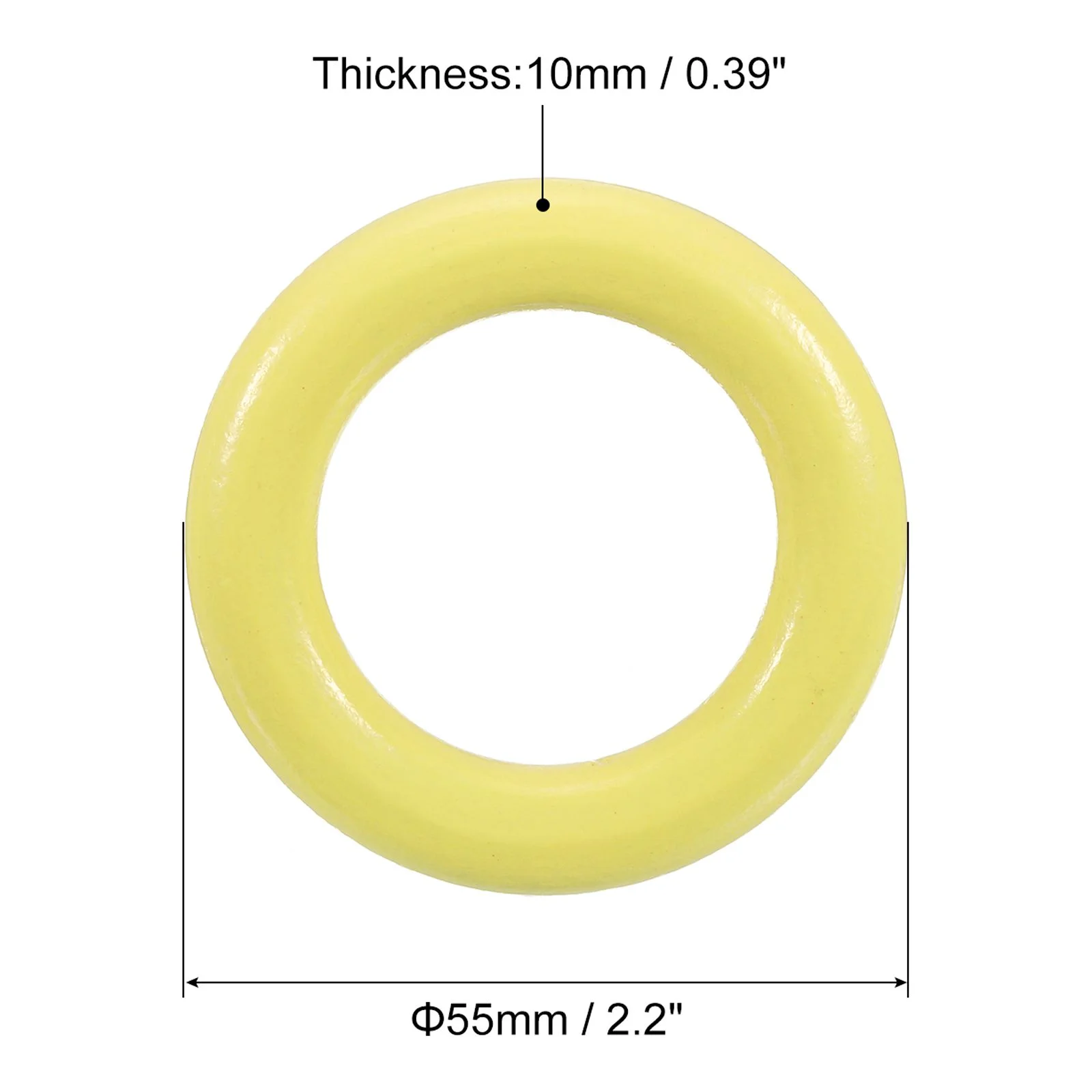 Uxcell 10Pack 55mm(2.2-inch) Wood Rings, Natural Smooth Colorful Wood Circles, Yellow
