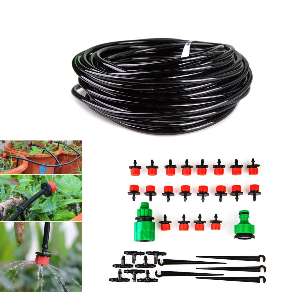 DIY 10m Micro Drip Irrigation System Plant Self Watering Garden Hose Kits Drippers