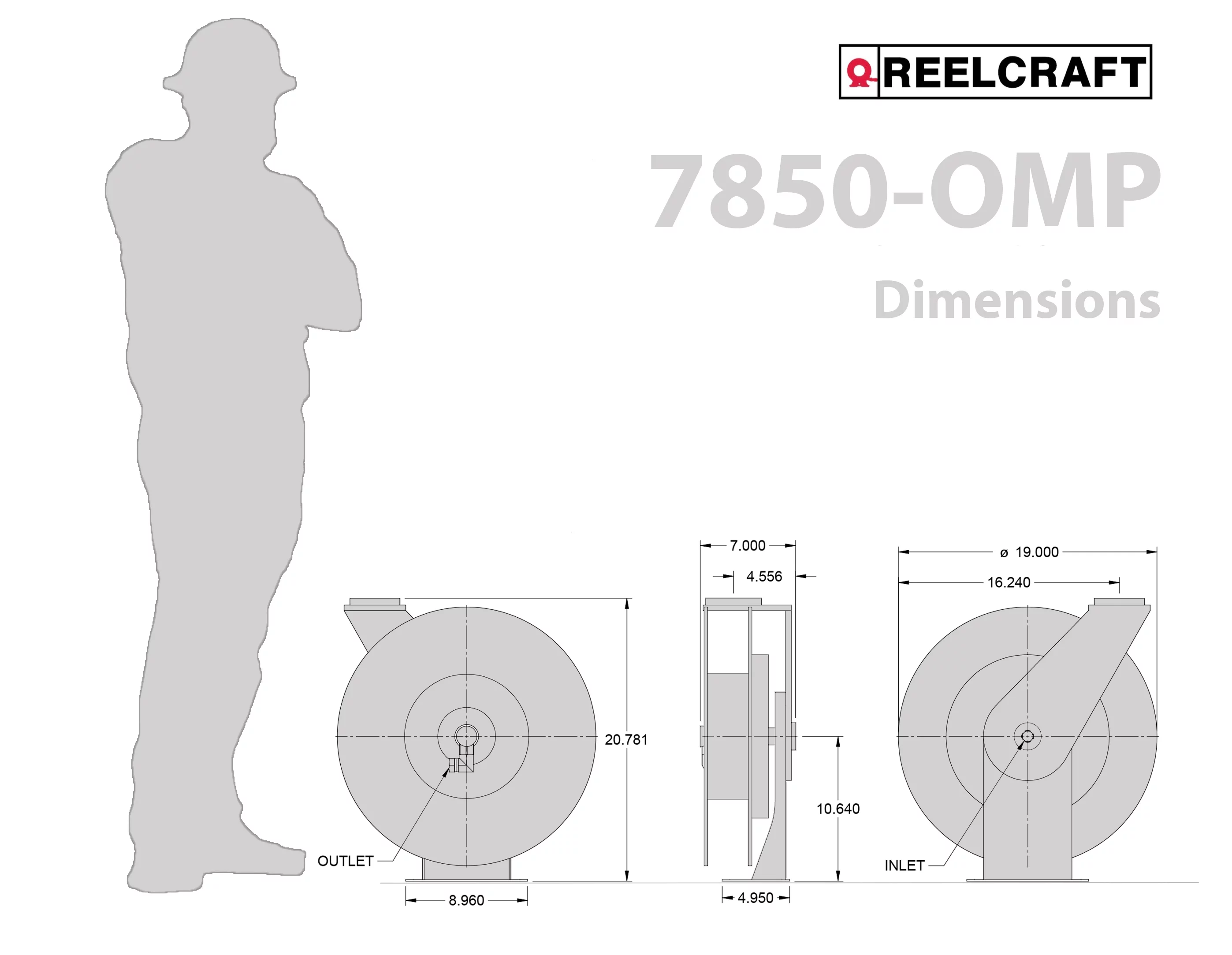 Reelcraft Heavy Duty Oil 1/2 in. Hose Reel - 50 ft.