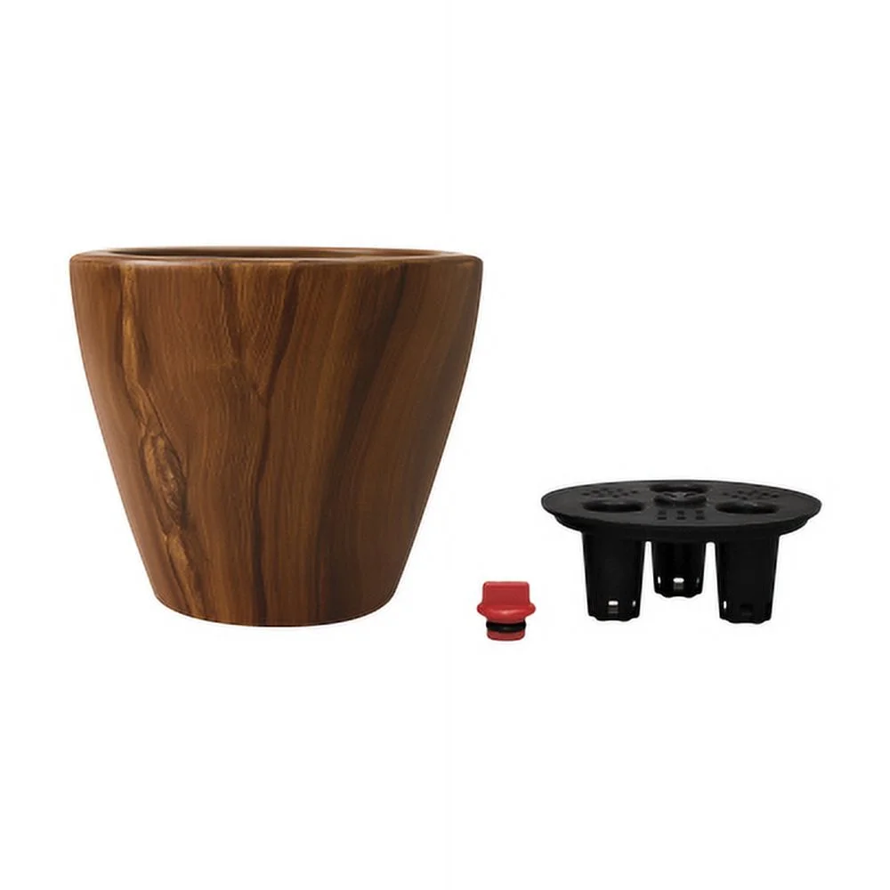 Zateety 2-Pack 10 in.Dark Wood Plastic Self-watering Planter Pot