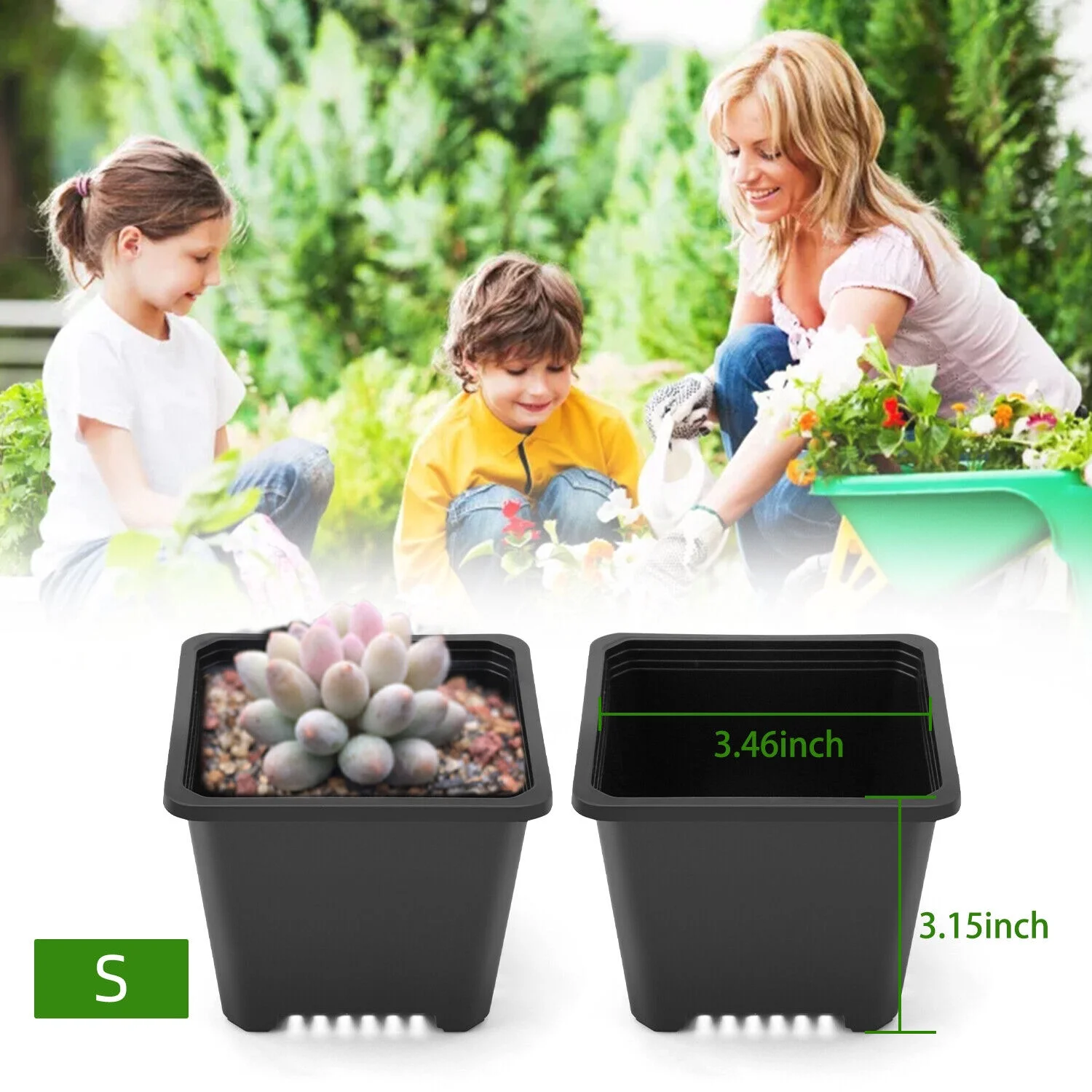 10 PCS Plastic Plant Flower Pot Garden Nursery Seedlings Pot Container Black USA