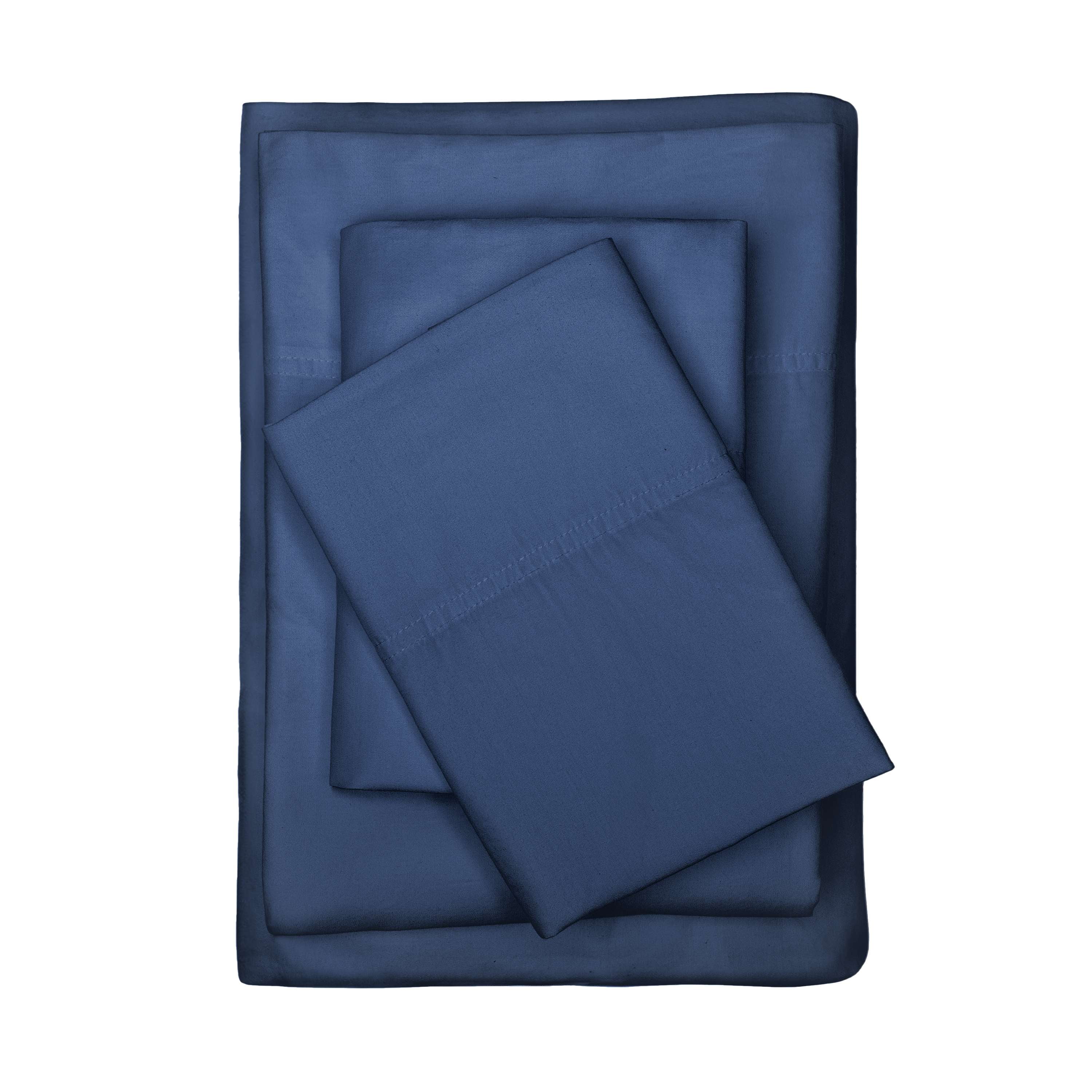 Better Homes & Gardens Washed Cotton Percale 300 Thread Count Sheet Set, King, Indigo