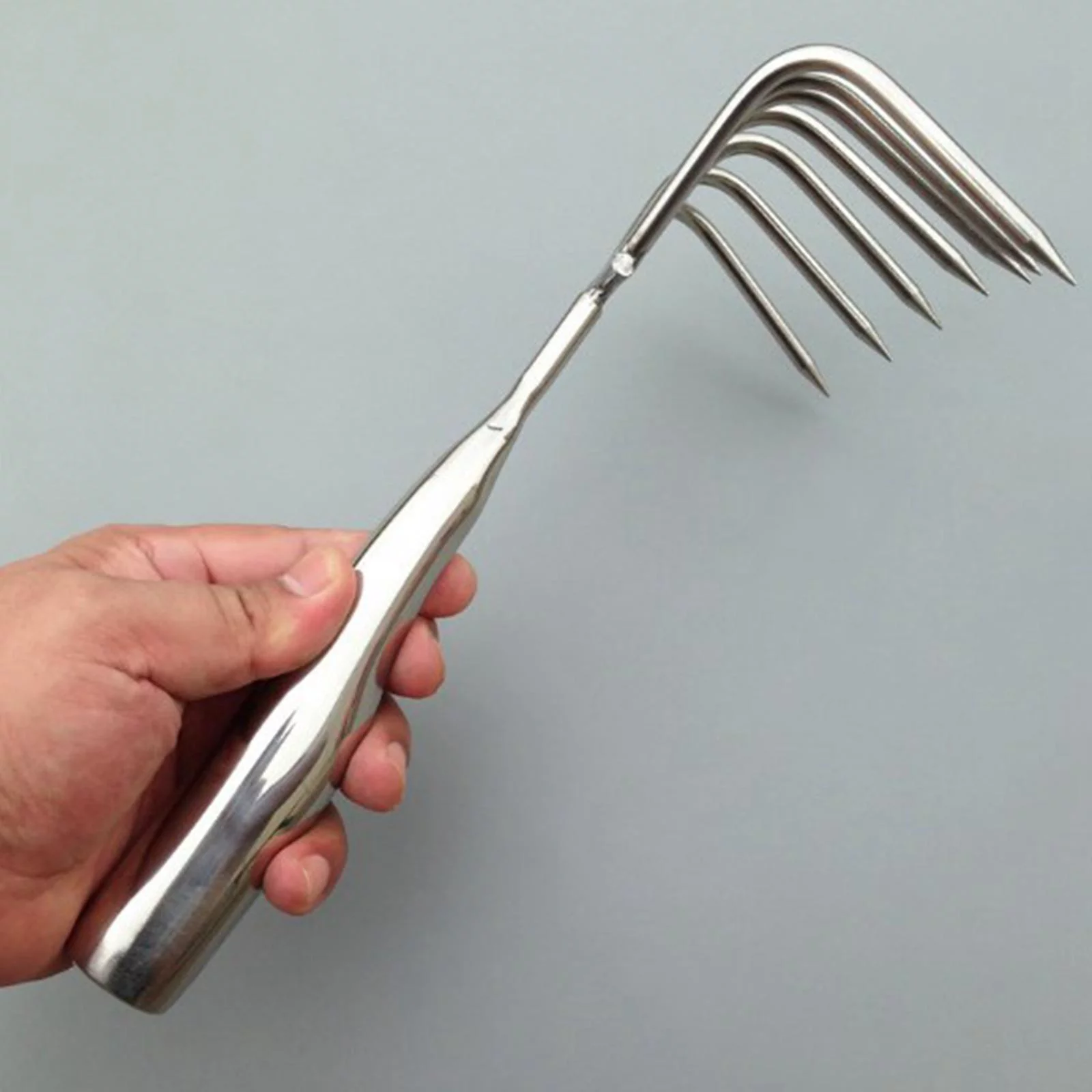 Hand Rake Gardening Leaf Rake Comfort Handle ,Handheld Claw Rake Soil Tiller ,Metal Shrub Rake for Mulch Loosening Soil Grass Lawn Weeding 7 Tines