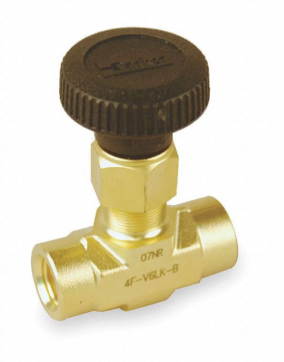 Parker Needle Valve,Straight,Brass,1/4 In.,FNPT 4F-V6LR-B
