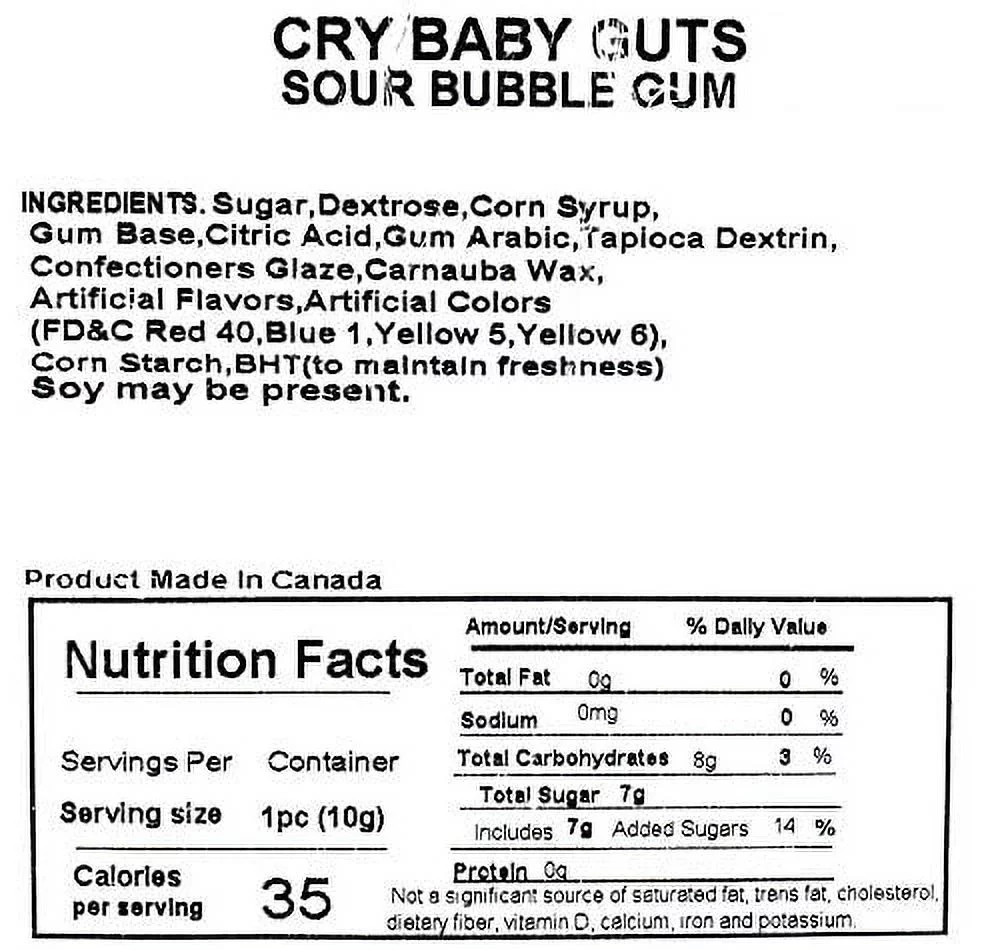 SweetGourmet Cry Baby Guts | Extra Sour Candy Filled Dubble Bubble Gumballs | Kosher | 5 pounds