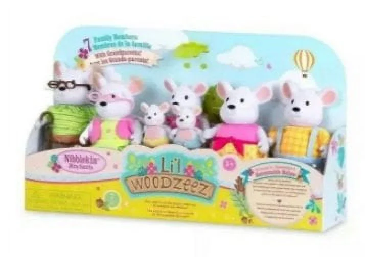Lil Woodzeez Nibblekin Mouse Family, 7 Family Members with Grandparents