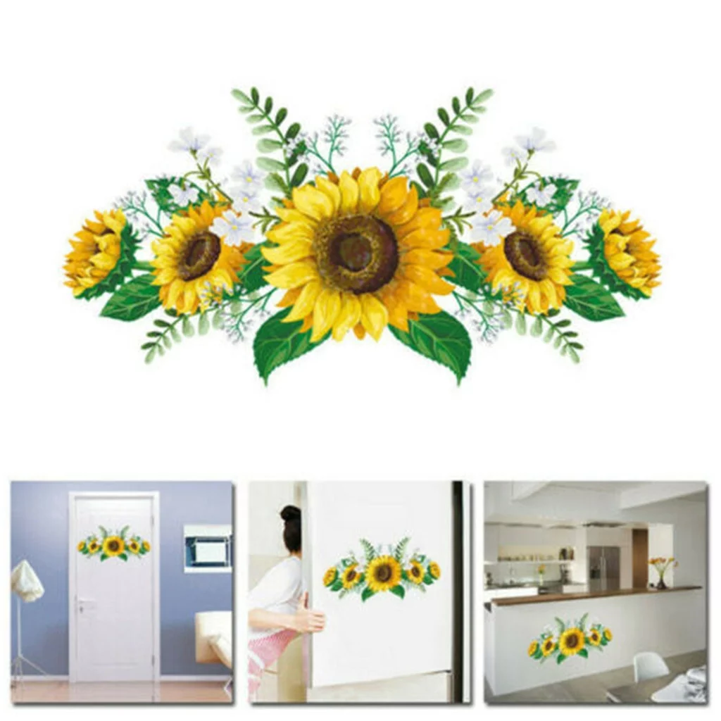 Removable Sunflower Wall Sticker Kitchen Waterproof Decals Home-Decor -Supply Vanity Decorations for Women Cute Stickers for Wall Bubble Wall Decals 3d Acrylic Wall Stickers Living Room